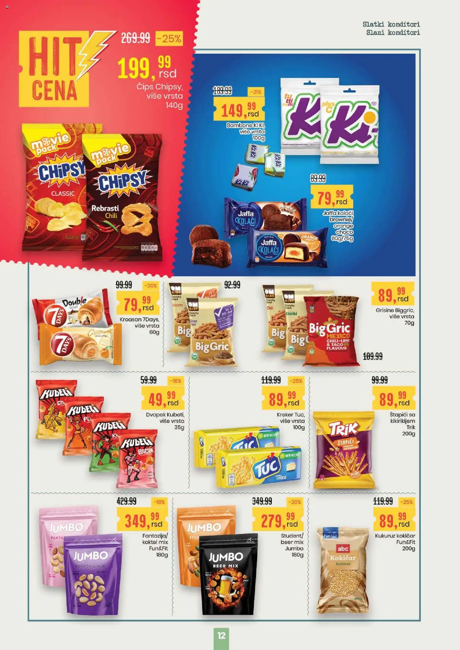 Aroma Market katalog - važi od 28.05.2026 | Strana: 12 | Proizvode: Bombone, Čips, Kroasan, Kukuruz