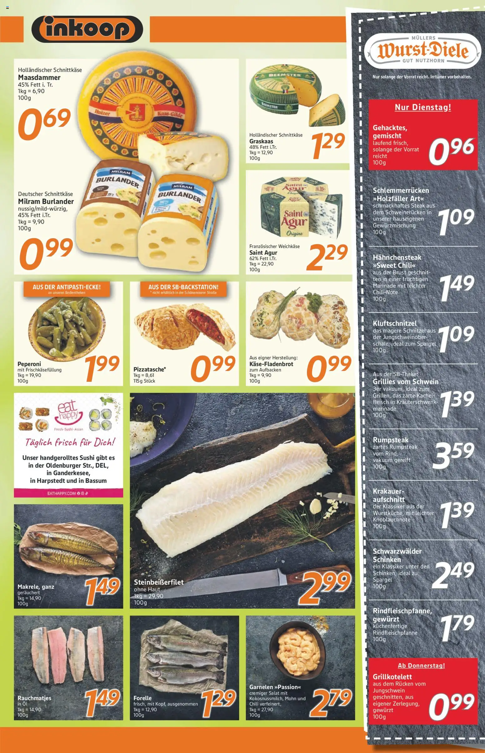 Inkoop Prospekt – gültig ab 26.05.2026 | Seite: 3 | Produkte: Garnelen, Wurst, Steak, Salat
