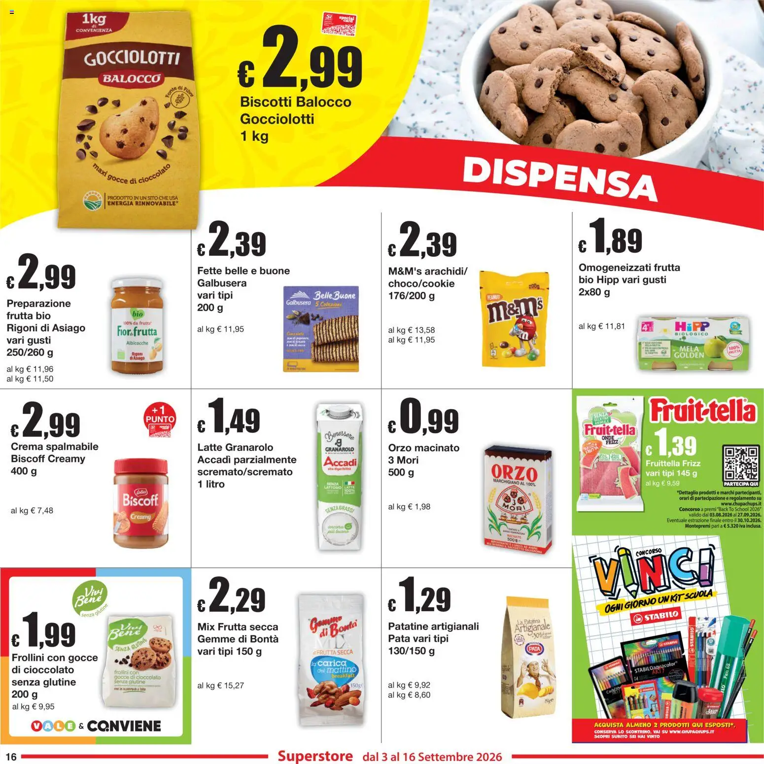 Volantino Sì con Te del 03/09/2026 | Pagina: 16 | Prodotti: Senza glutine, Frutta secca, Frutta, Frollini