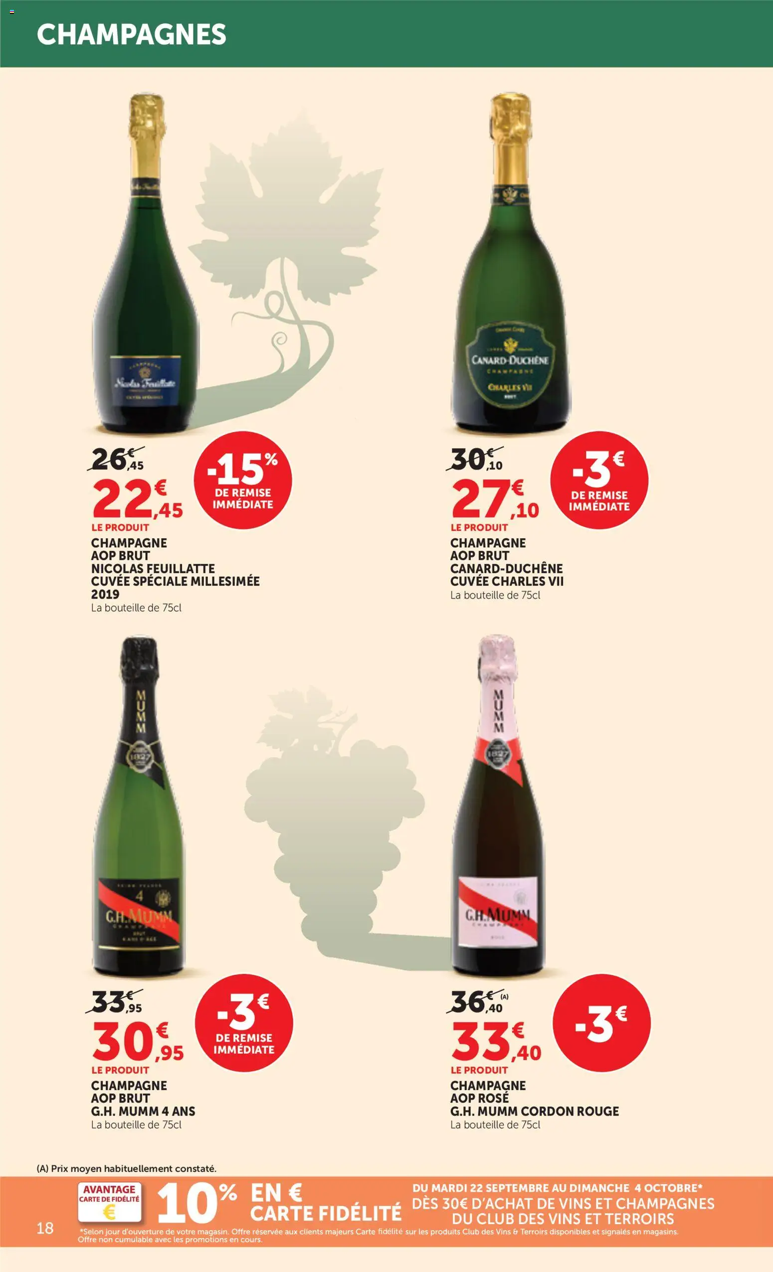 {H1} | Page: 18 | Produits: Champagne, Brut champagne, Bouteille