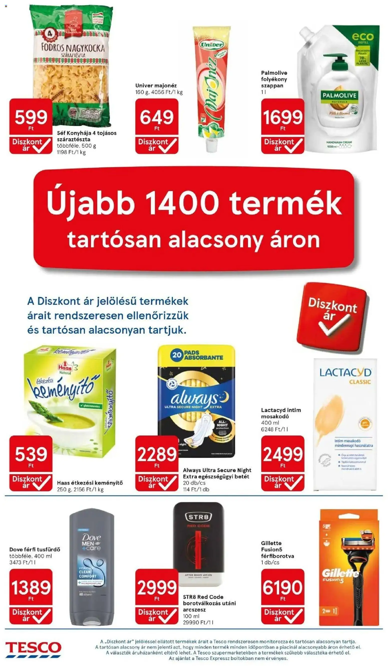 Tesco akciós ujság - amely érvényes a következő dátumtól: 2026.09.10. | Oldal: 4 | Termékek: Étkezési keményítő, Palmolive, Fodros nagykocka, Egészségügyi betét