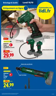 LIDL - Prévisualisation de PARKSIDE Clé à cliquet sans fil, PARKSIDE Clé à cliquet sans fil L'unité. valide à partir de 15/10/2026 | Page: 53 | Produits: Bricolage, Parkside, Compresseur, Pompe à air