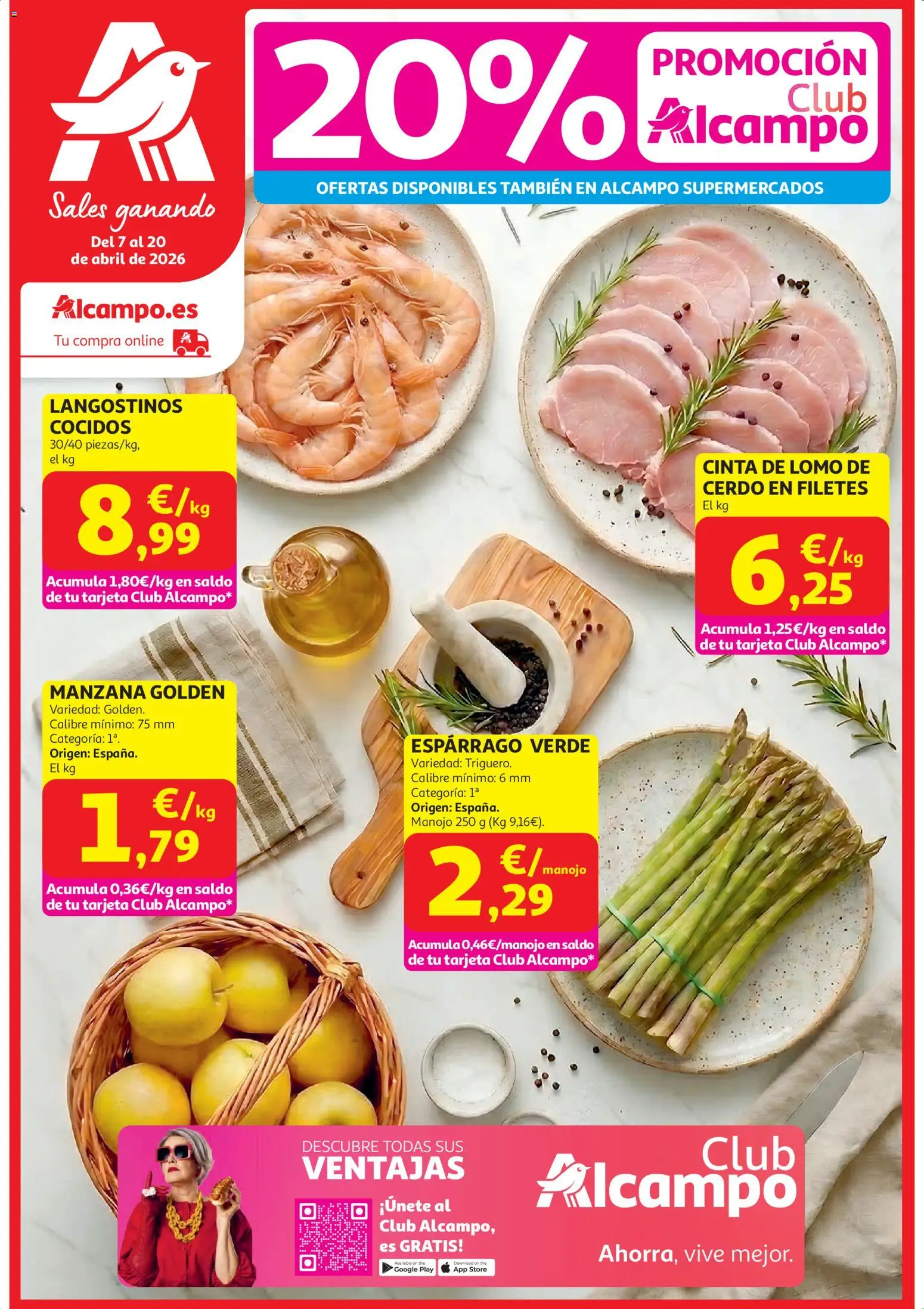 Alcampo HP Unico │ válido desde el 07.04.2026 | Página: 1 | Productos: Cerdo, Manzana
