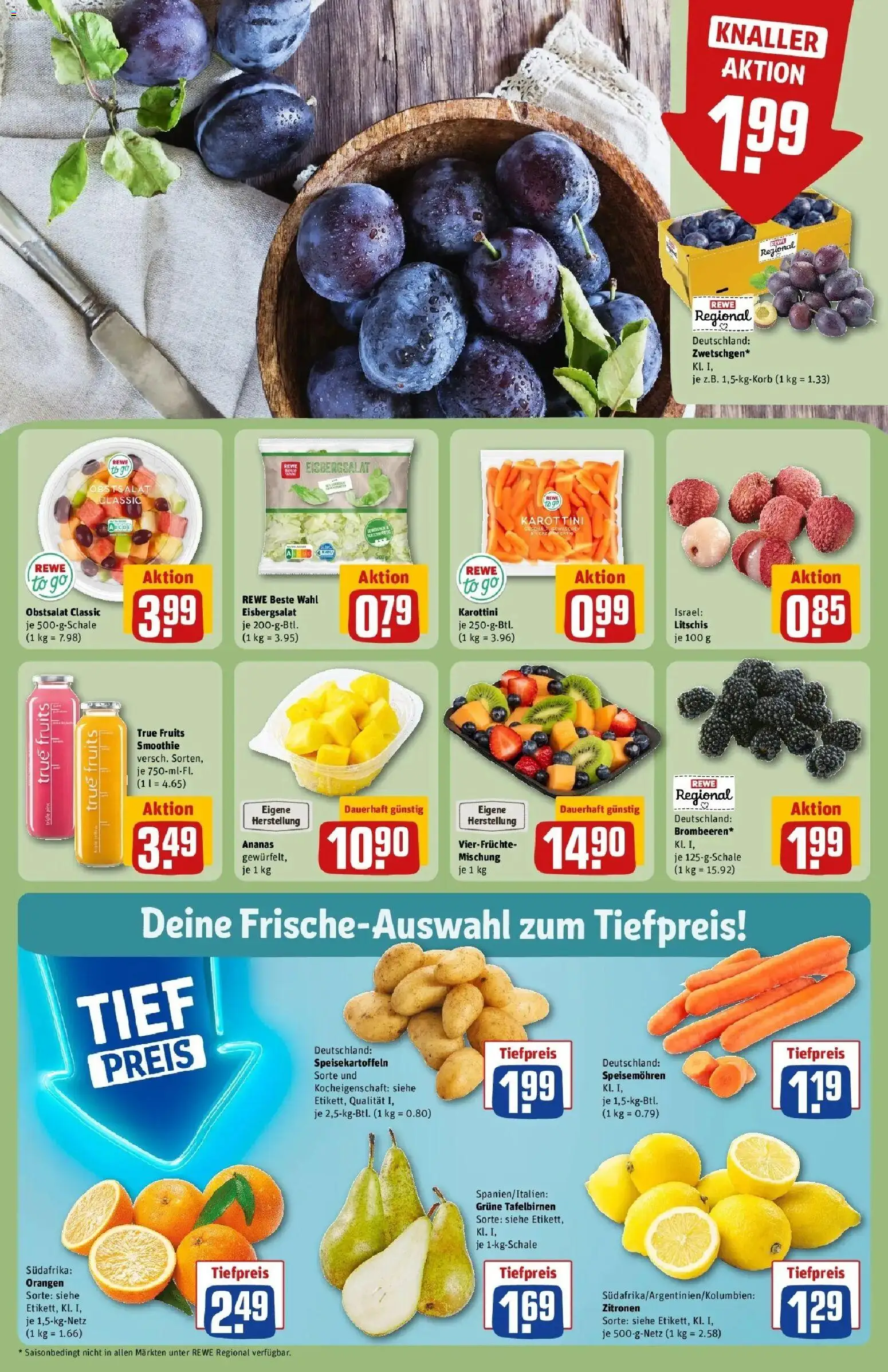 REWE Prospekt ab 17.08.2026 zum Blättern » Angebote | Seite: 8 | Produkte: Orangen, Ananas, Eisbergsalat, Zitronen