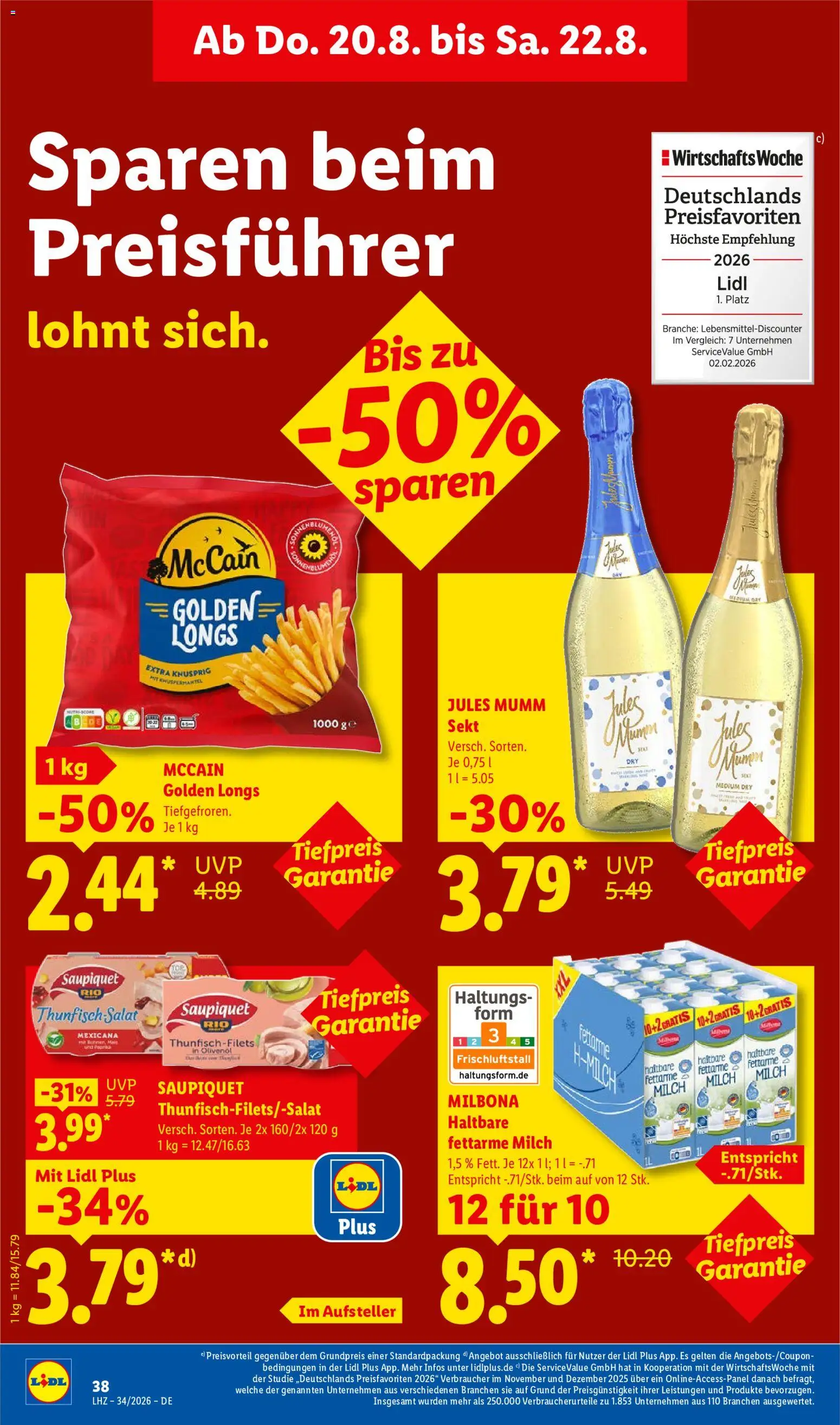 Lidl Německo leták od 17.08.2026 | Strana: 64 | Produkty: Salát, Milbona, Sekt