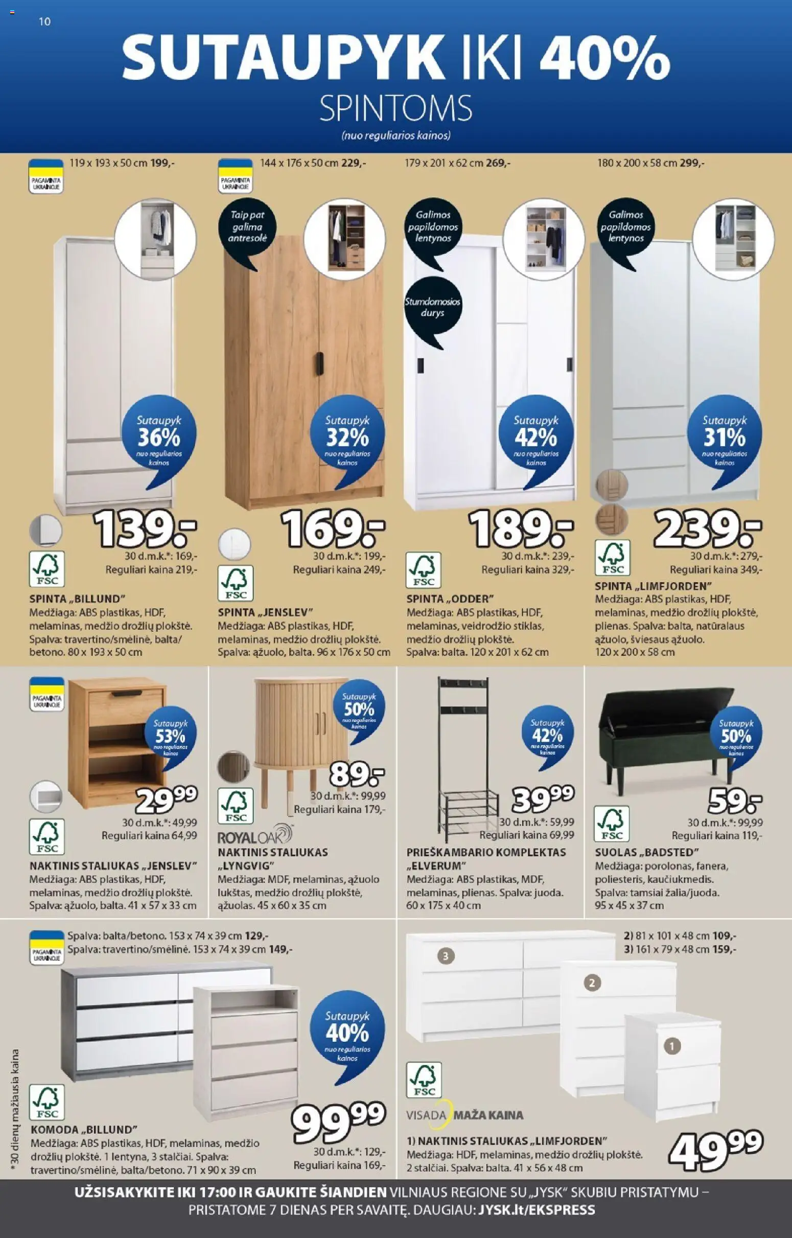 JYSK akcijos nuo 2026.08.25 | Puslapis: 10 | Prekių: Spinta, Komoda, Naktinis staliukas