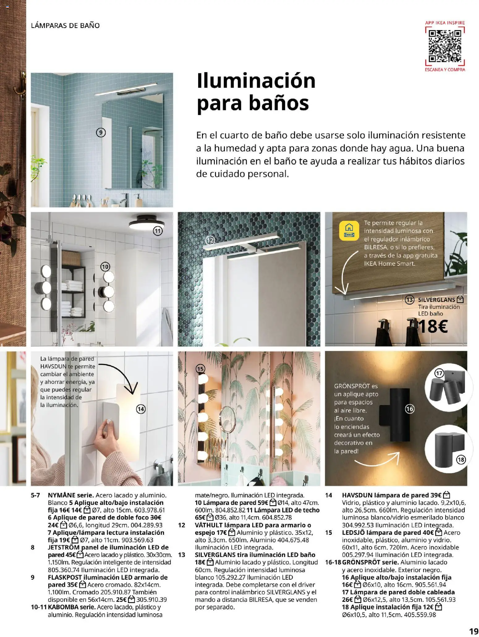 Catálogo IKEA Iluminación y hogar inteligente │ válido desde el 06.03.2026 | Página: 19 | Productos: Lámpara de pared, Té, Galette de chaise, Lámpara