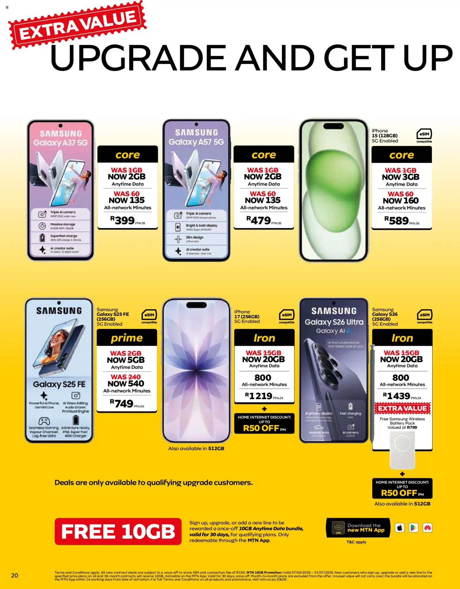 New MTN catalogue – valid from 08.06.2026 | Page: 20 | Products: Sim, Camera, Iron, Battery