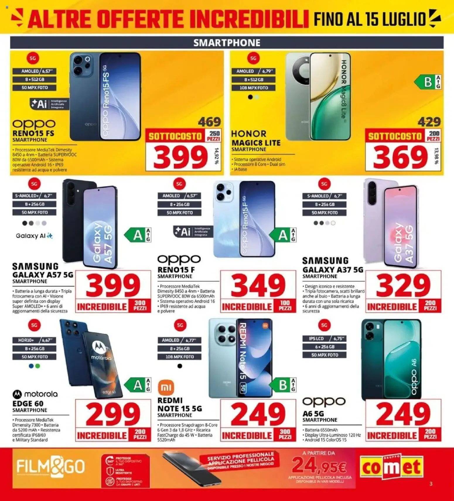Volantino Comet del 03/07/2026 | Pagina: 3 | Prodotti: Samsung Galaxy, Acqua, Smartphone, Pellicola