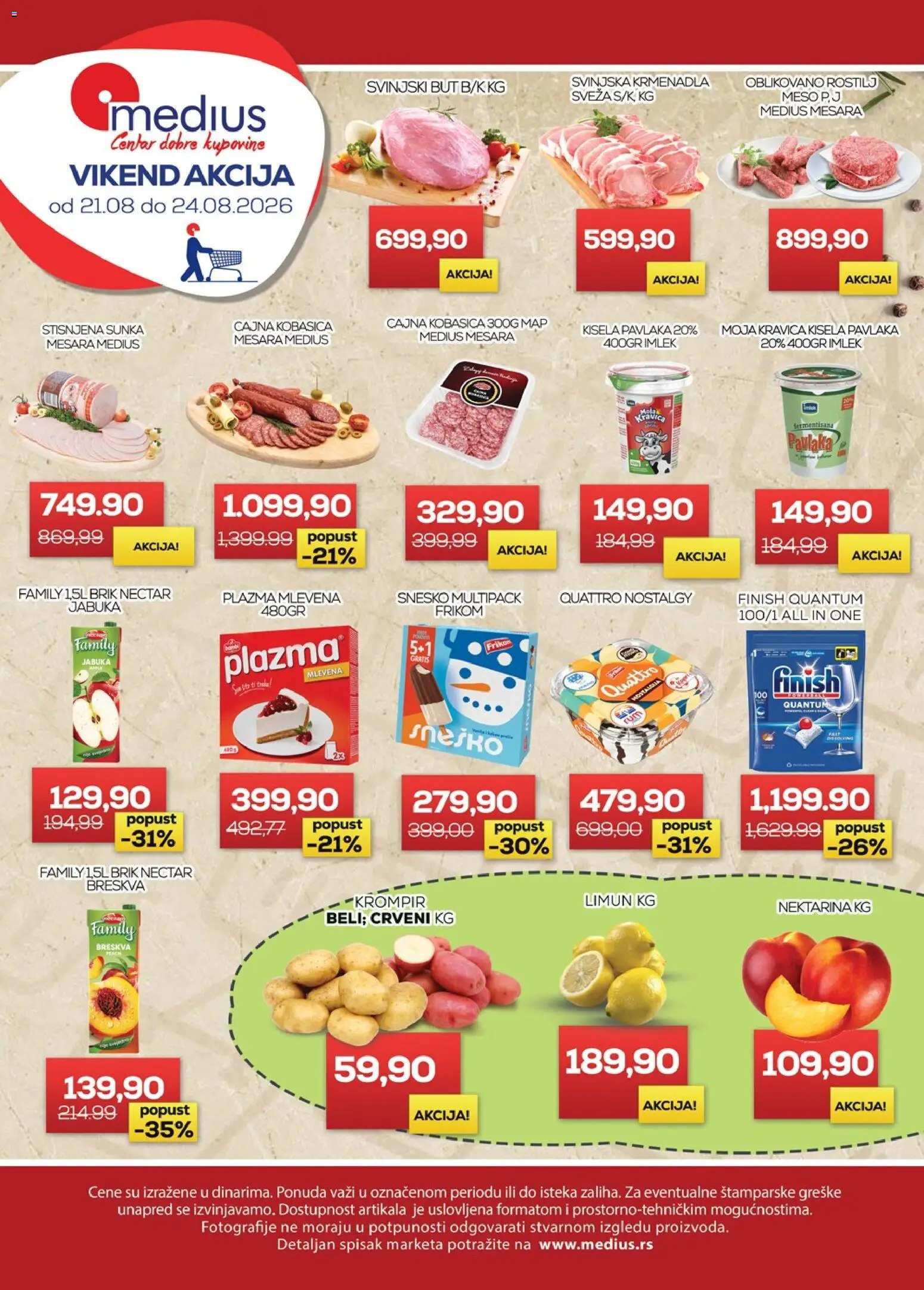 Medius katalog - važi od 21.08.2026 | Strana: 1 | Proizvode: Kisela pavlaka, Krmenadla, Svinjski but, Limun