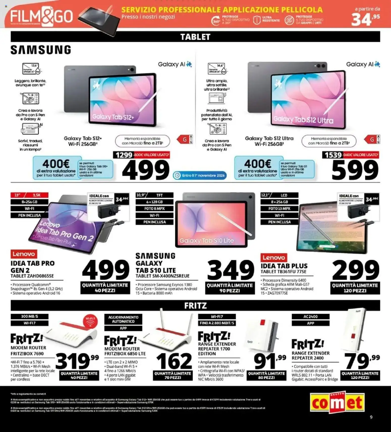 Nuovo Comet Black Friday dal 29/10/2026 > offerte anteprima 🛍️ | Pagina: 9 | Prodotti: Router, Range extender, Tablet, Samsung