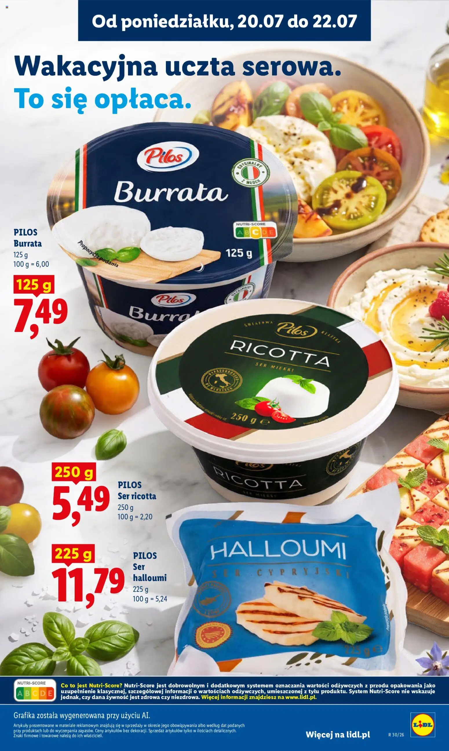 Lidl gazetka od 20.07.2026 | Strona: 59 | Produkty: Żywność, Burrata, Ser halloumi, Ser ricotta