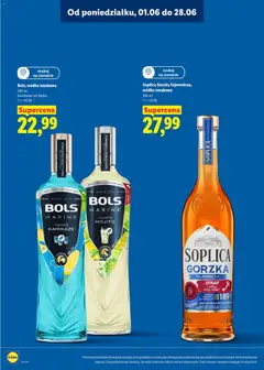 Pogląd oferty "Bols, wódka smakowa, 500 ml Kamikadze lub Mojito flavored vodka in blue and light green bottles." - ważna od 01.06.2026 | Strona: 26