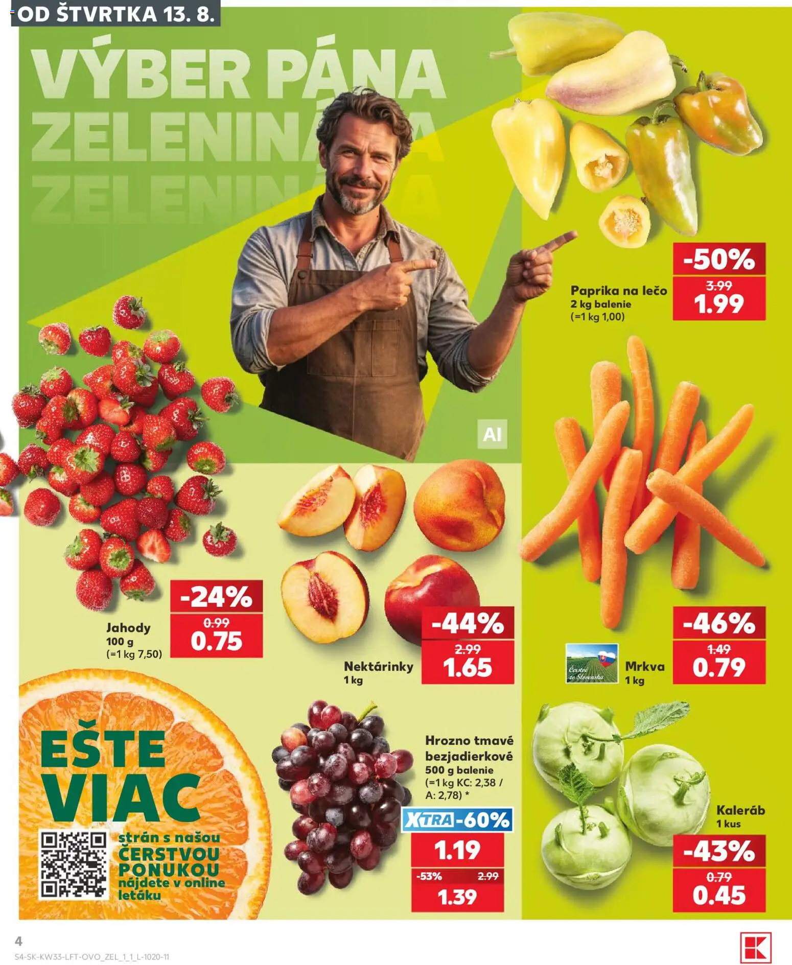 Nové Kaufland akcie – leták je platný od 13.08.2026 | Strana: 4 | Produkty: Paprika, Zelenina, Mrkva, Kaleráb