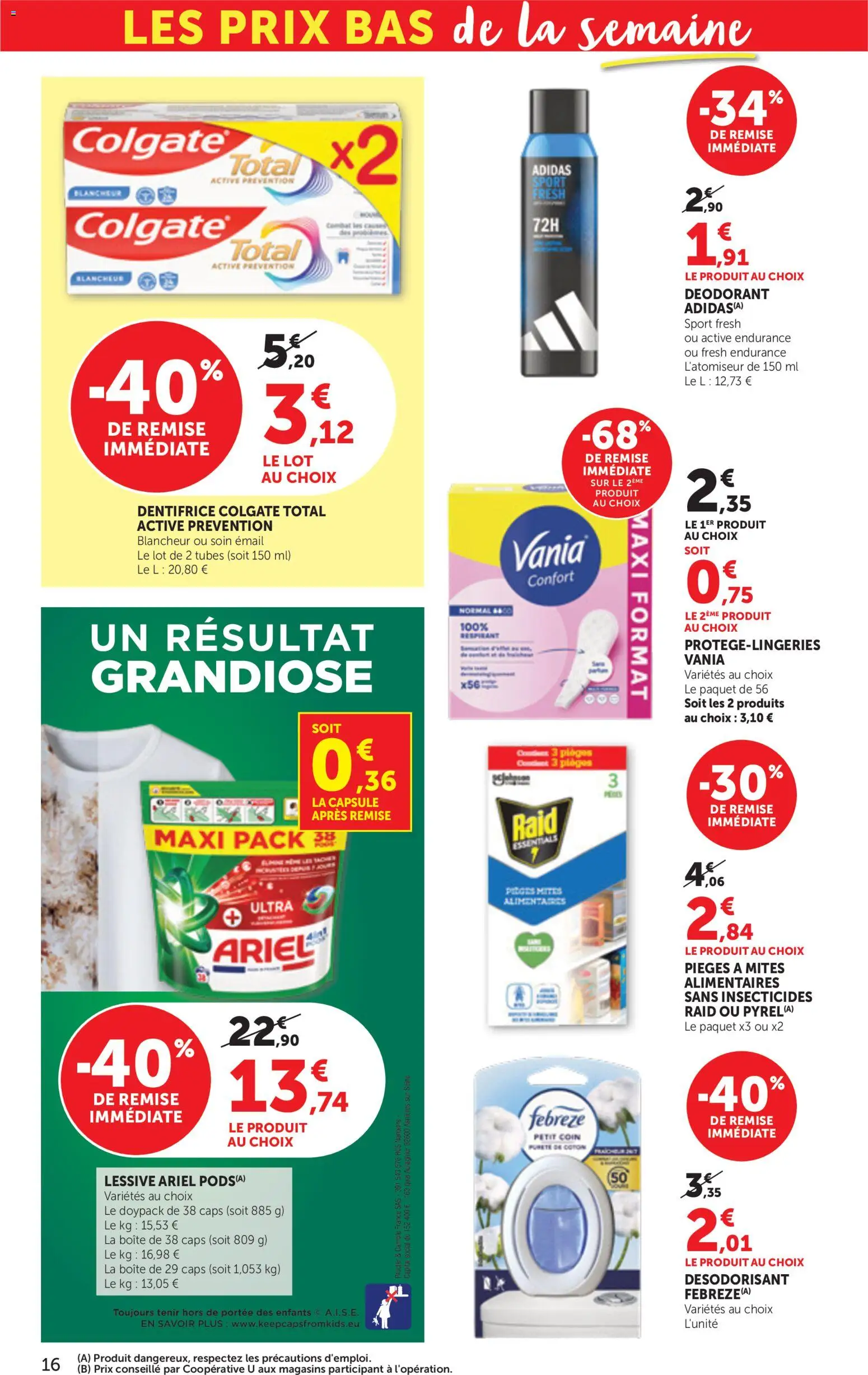 {H1} | Page: 16 | Produits: Ariel, Lessive Ariel, Dentifrice, Lessive
