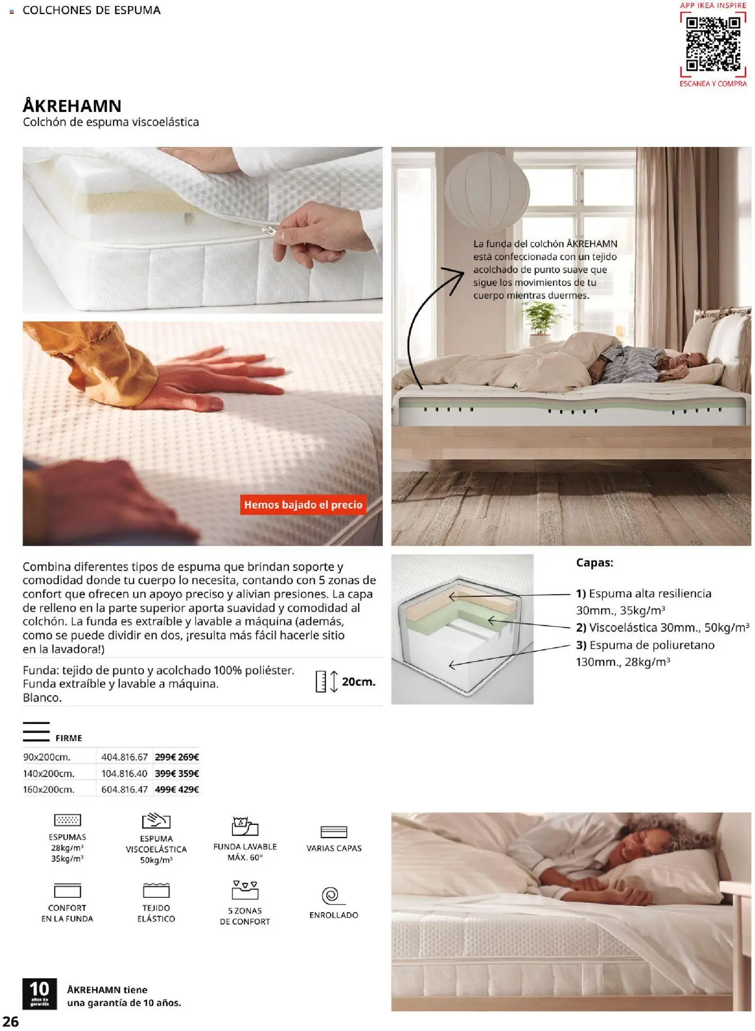 Catálogo IKEA Confort │ válido desde el 01.02.2026 | Página: 26 | Productos: Colchon, Funda, Lavadora