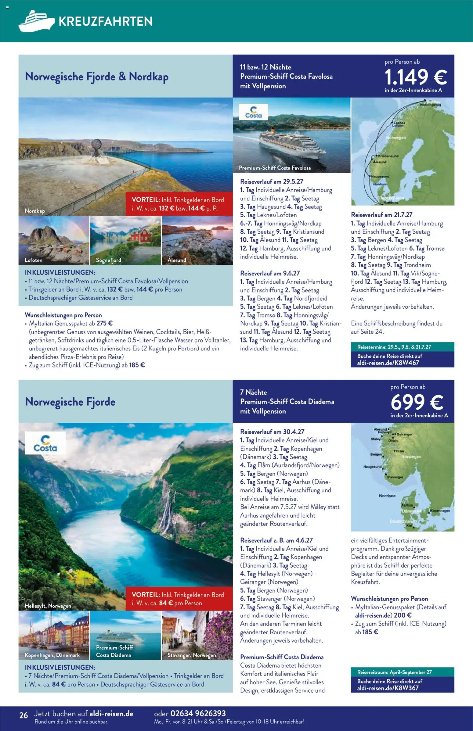Aldi Reisen Reisemagazin – gültig ab 01.07.2026 | Seite: 26 | Produkte: Wasser, Eis, Uhr