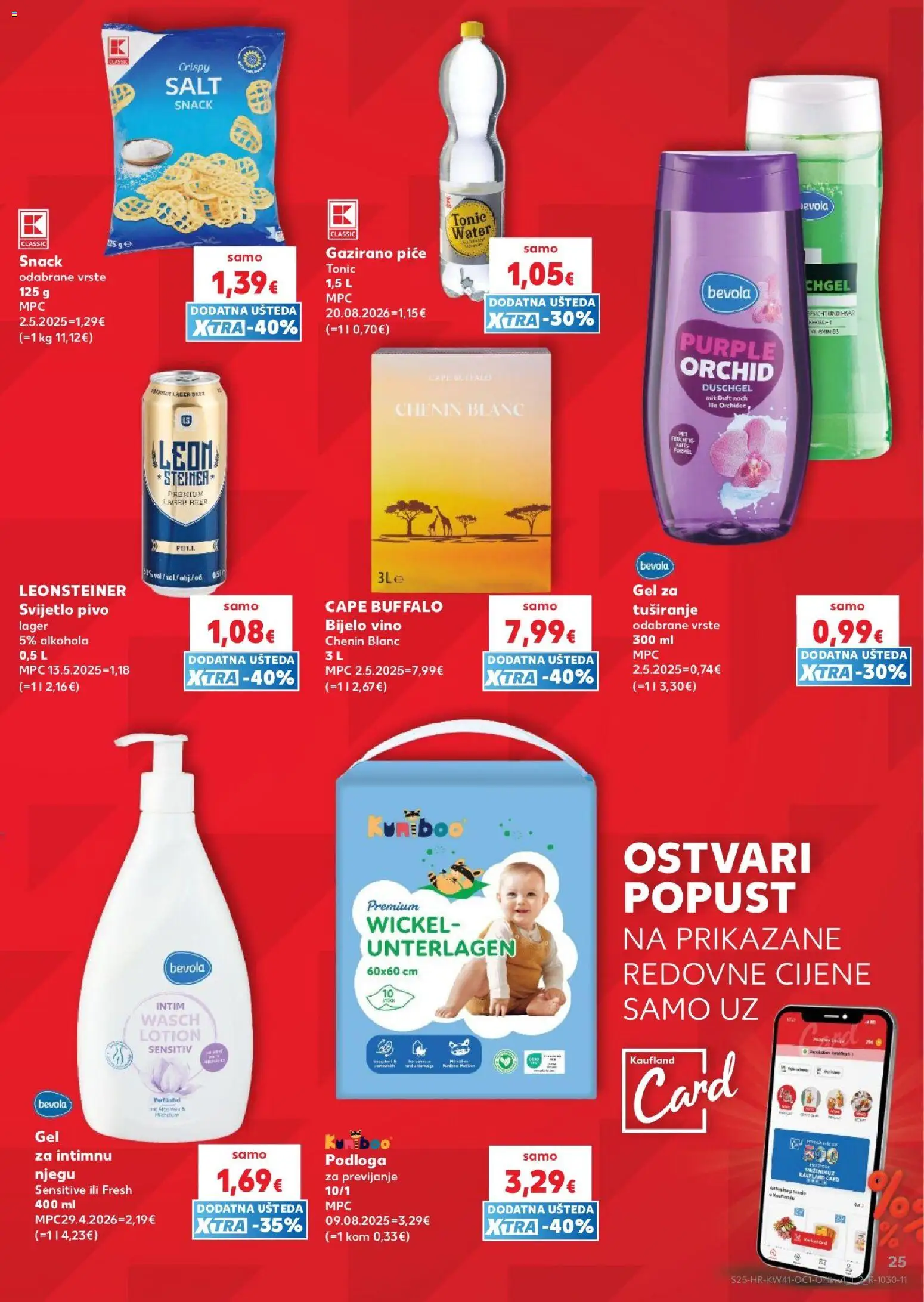 Kaufland katalog | vrijedi od 07.10.2026 | Stranica: 25 | Proizvodi: Gel za intimnu njegu, Vino, Pivo, Podloga