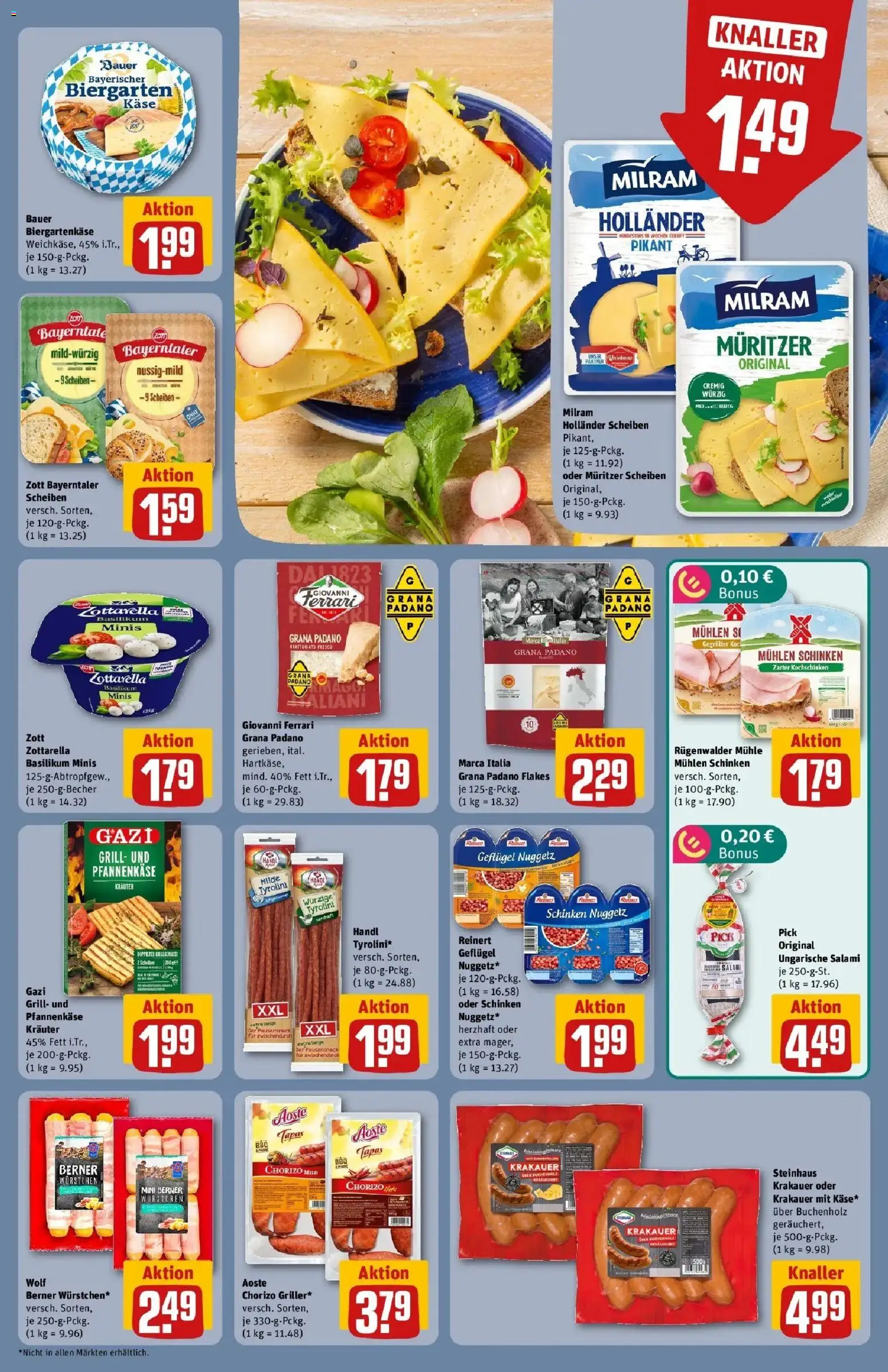 REWE Prospekt ab 10.08.2026 zum Blättern » Angebote | Seite: 11 | Produkte: Käse, Milram, Salami, Schinken