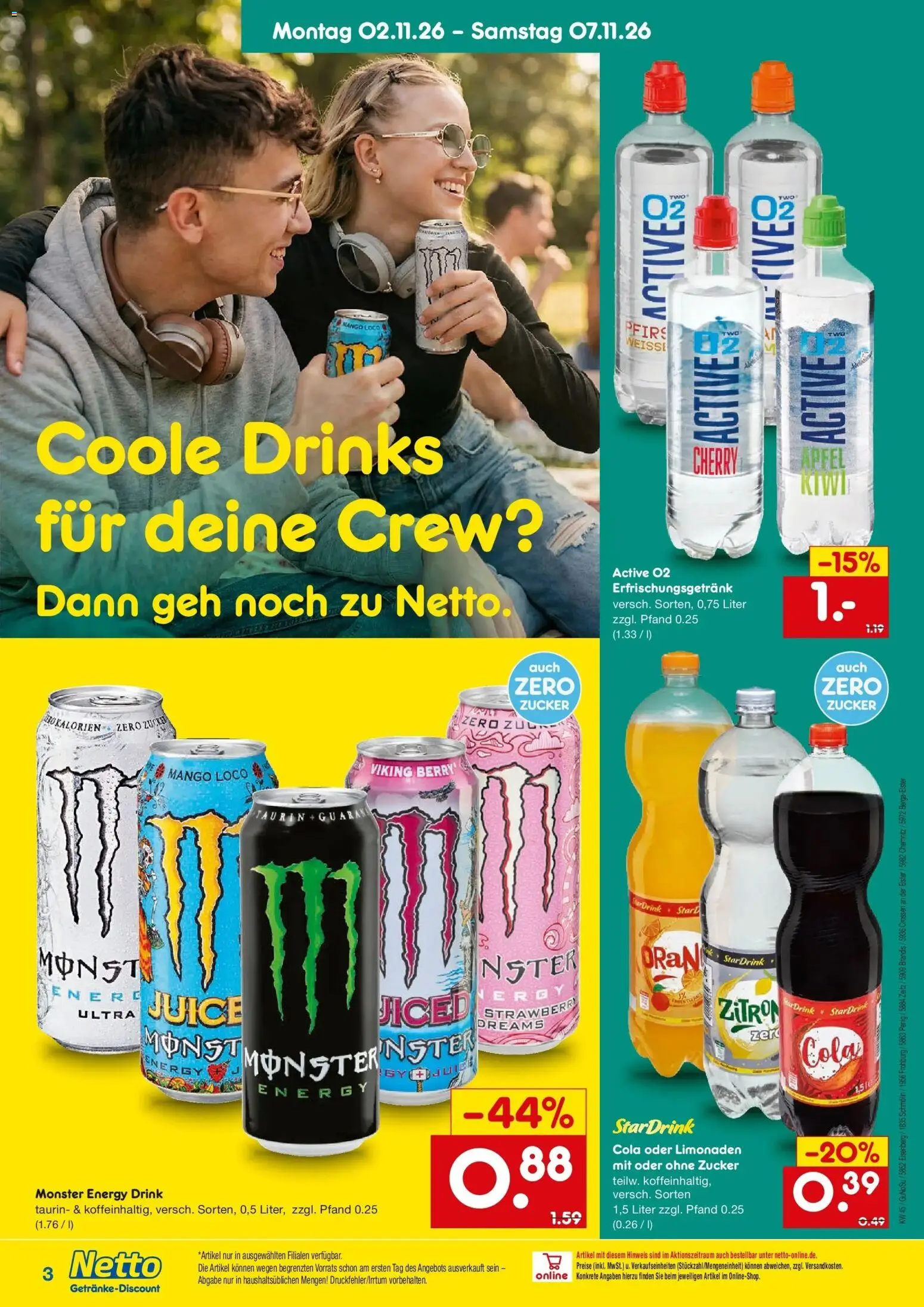 Netto Marken-Discount Prospekt Zeitz – gültig ab 02.11.2026 | Seite: 3 | Produkte: Energy, Monster, Zucker, Mango