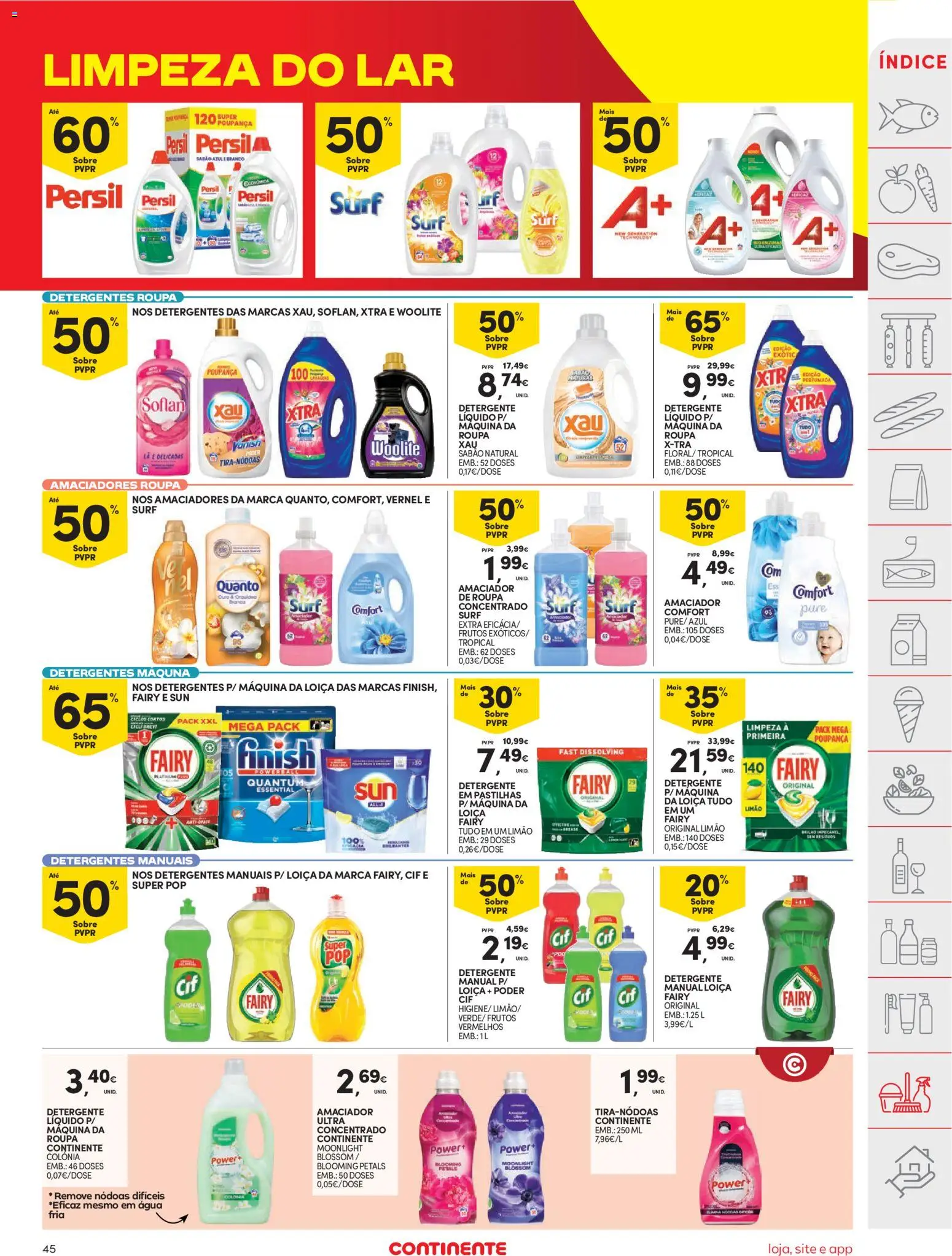 Continente folheto │ válido de 04/08/2026 | Página: 45 | Produtos: Agua, Sabão, Detergente, Persil