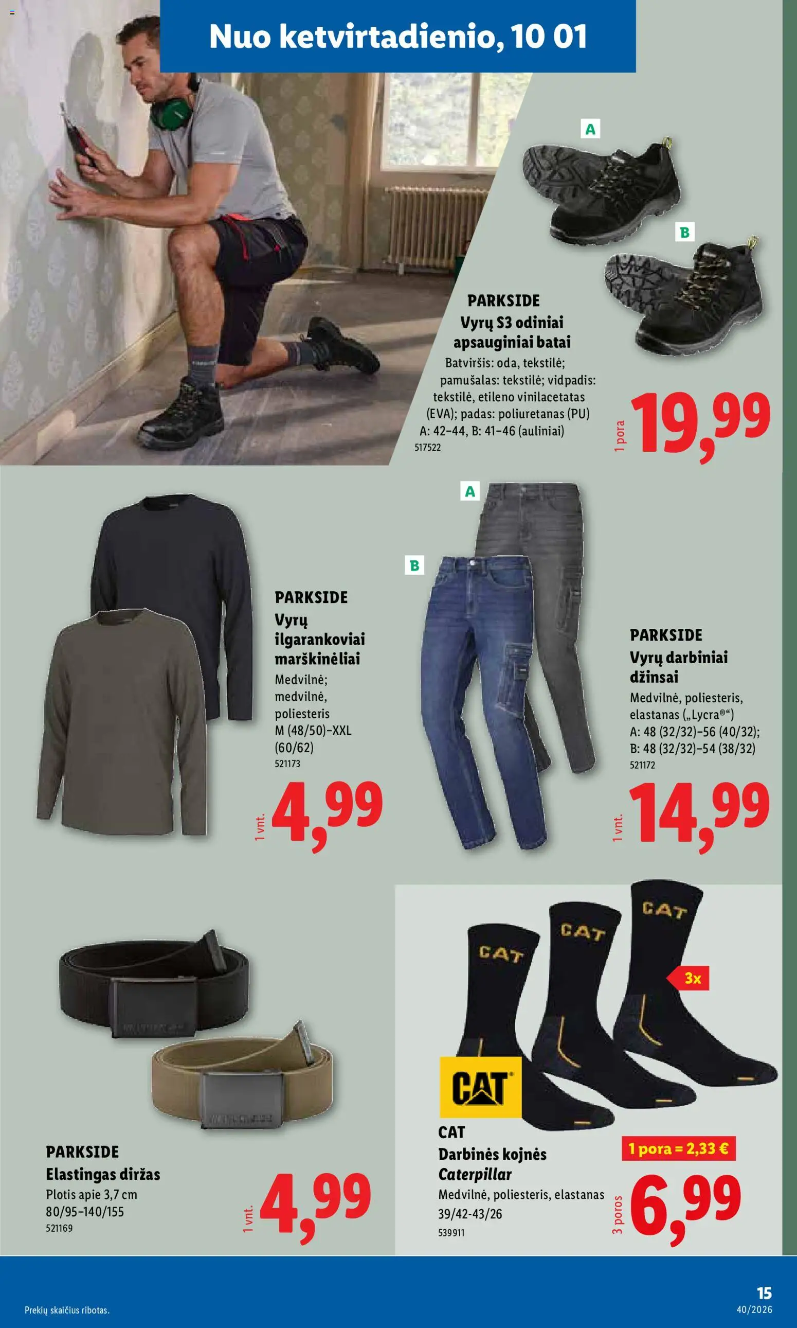 LIDL akcijos nuo 2026.09.28 | Puslapis: 15 | Prekių: Džinsai, Marškinėliai, Diržas