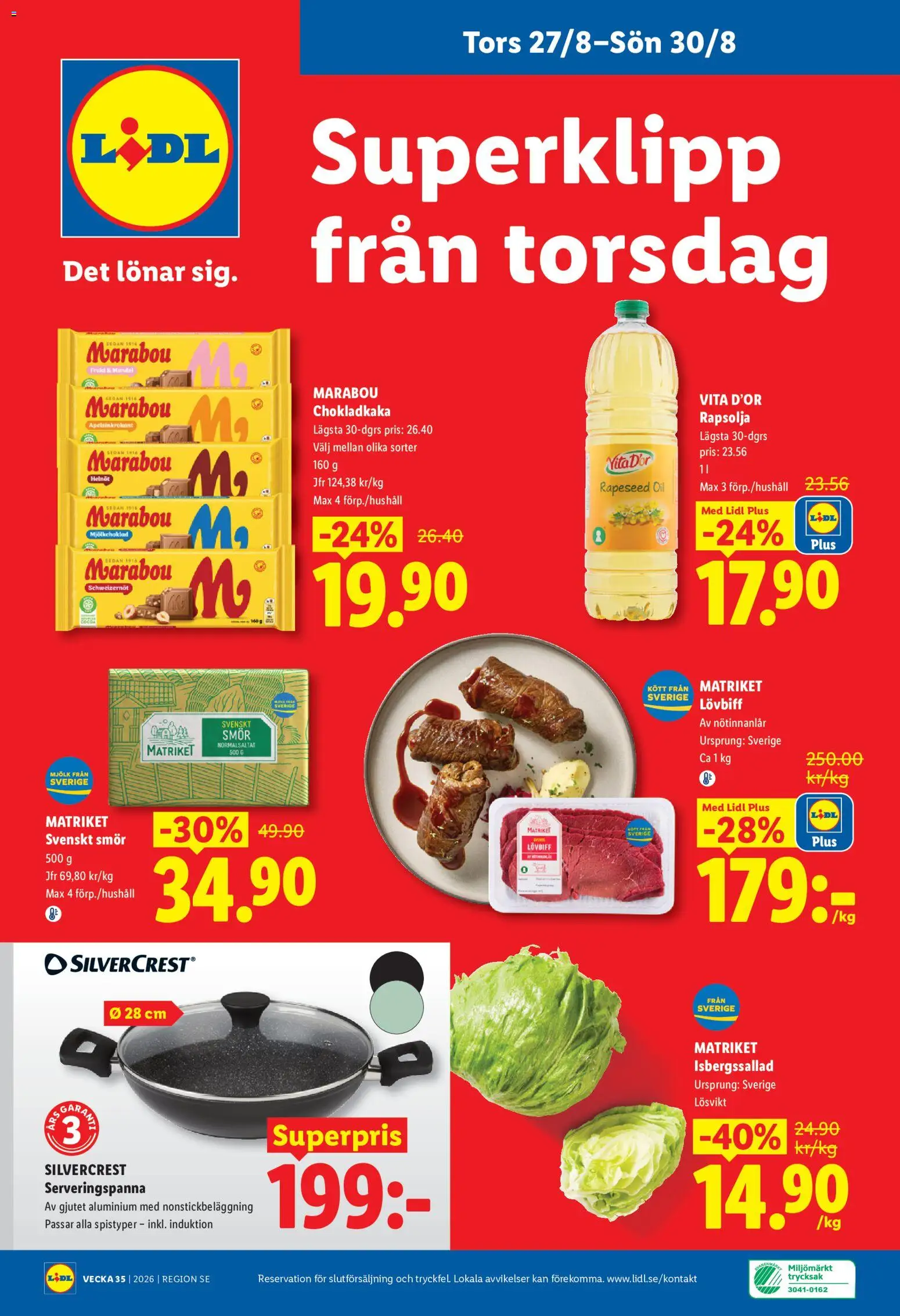 Lidl reklamblad aktuell från 24/08/2026 | Sida: 27 | Produkter: Lövbiff, Isbergssallad, Smör, Kött