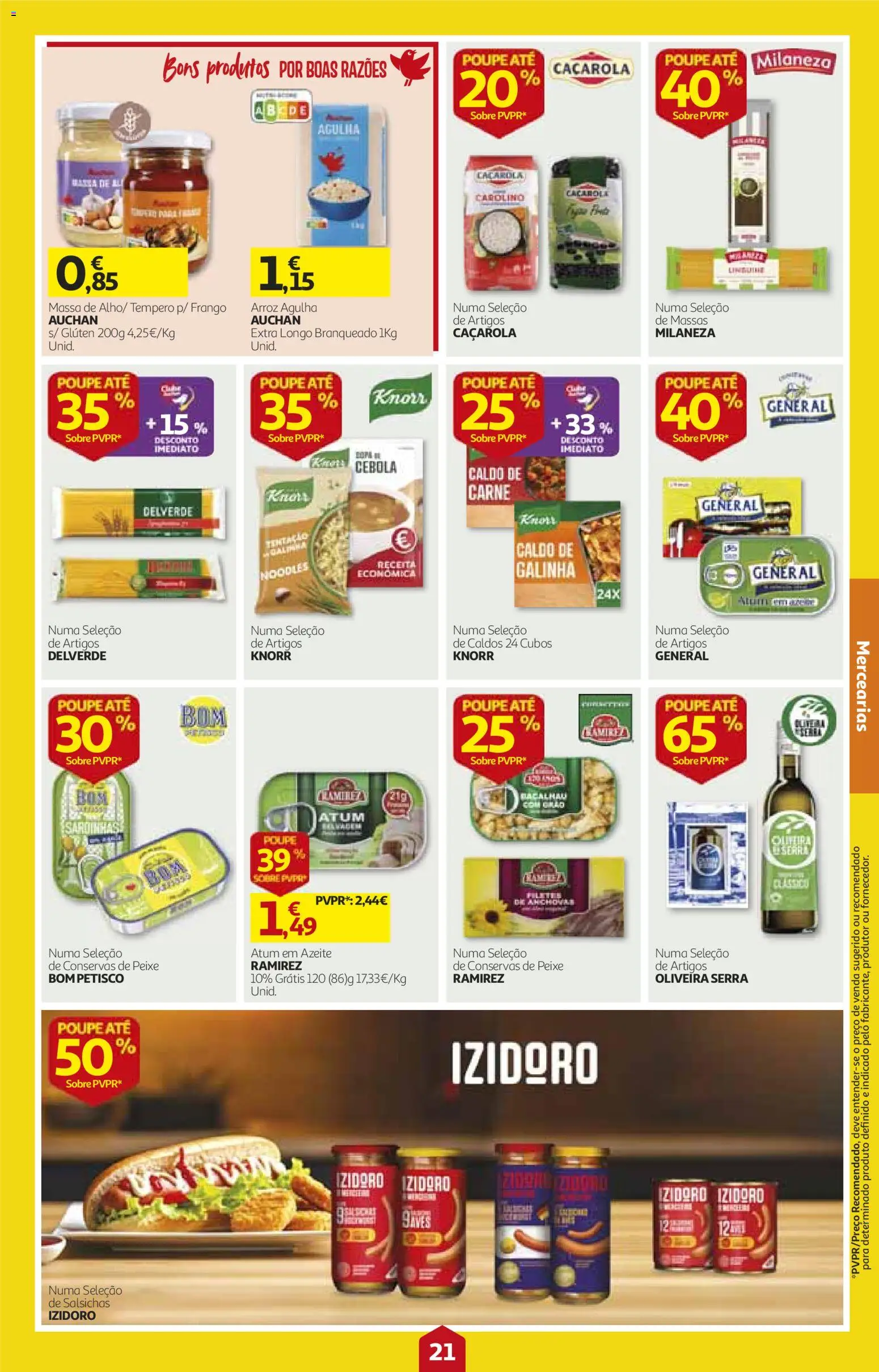 Auchan folheto │ válido de 15/10/2026 | Página: 21 | Produtos: Atum, Azeite, Arroz, Salsichas