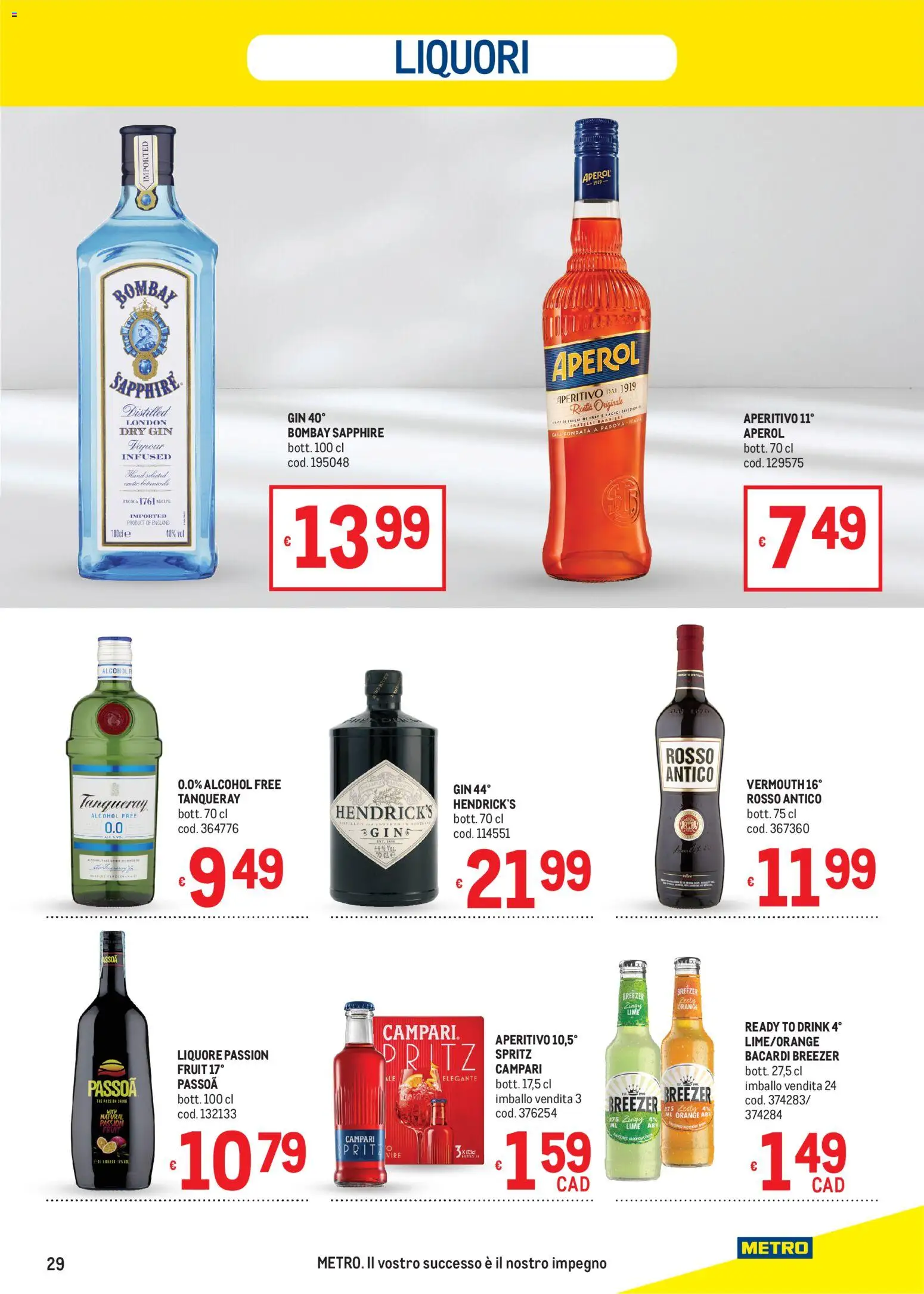 Volantino Metro del 10/09/2026 | Pagina: 29 | Prodotti: Campari, Lime, The, Liquore