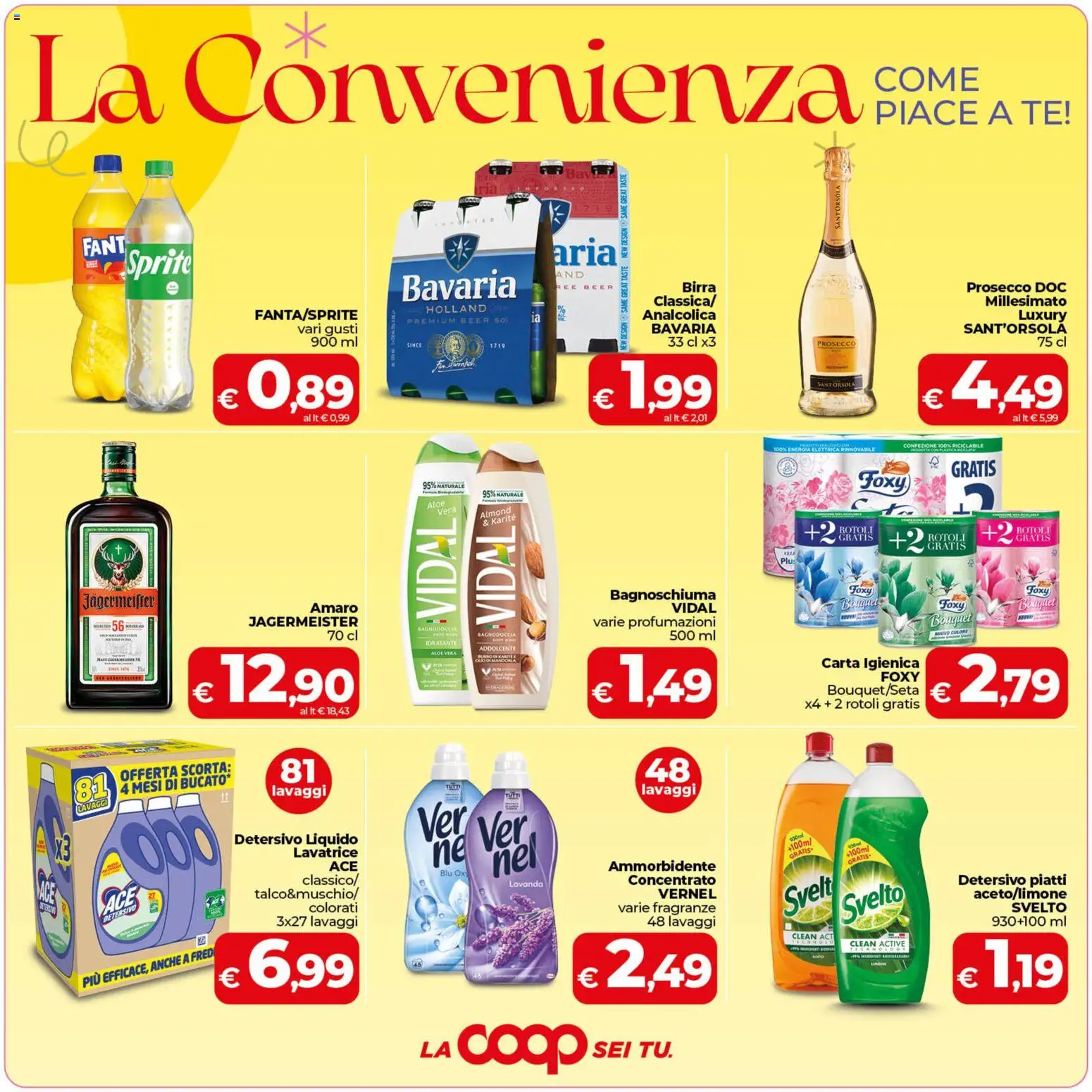 Volantino COOP del 09.06.2026 | Pagina: 3 | Prodotti: Carta igienica, Bagnoschiuma, Lavatrice, Amaro