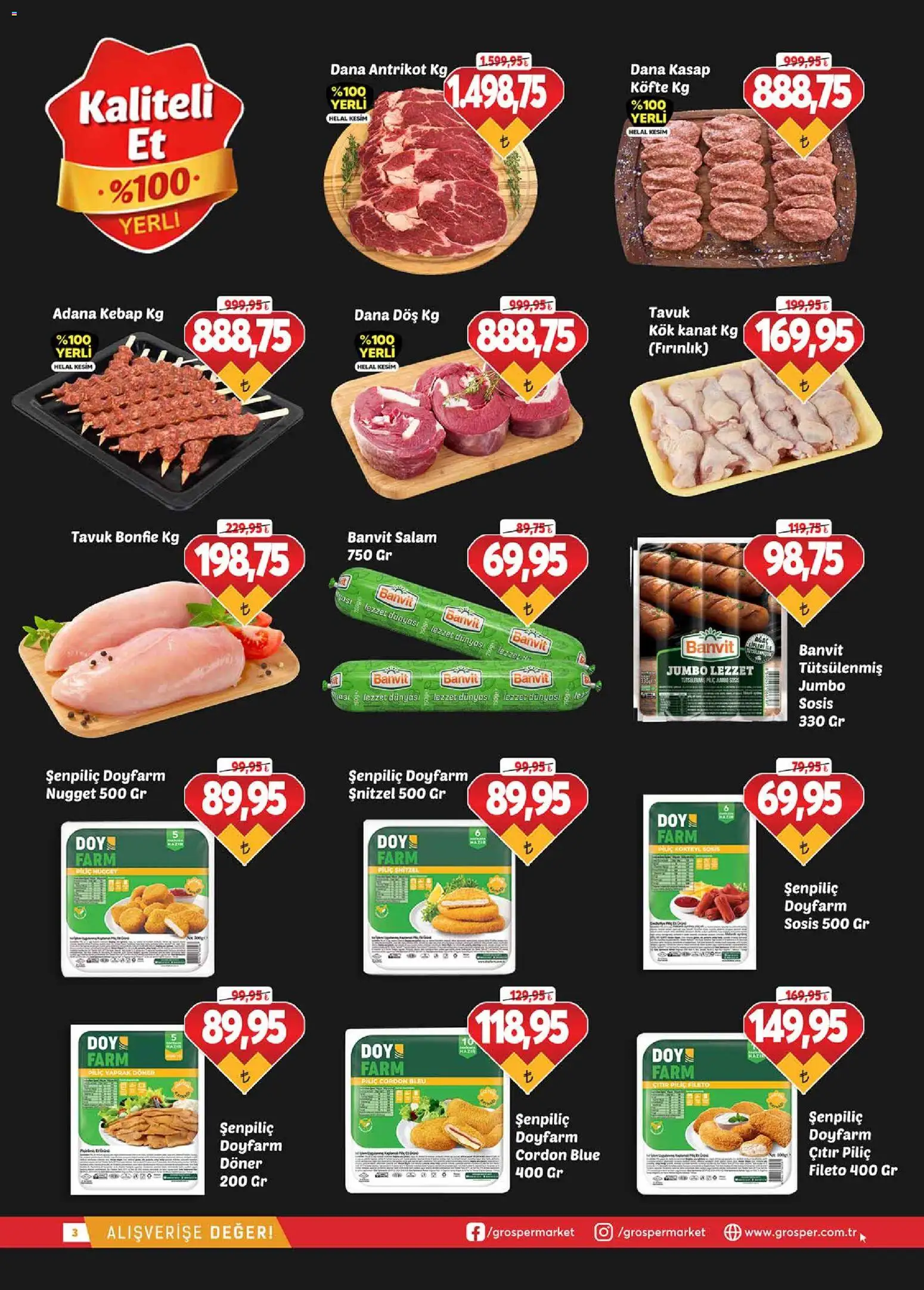 Grosper Katalog - 20.05.2026 tarihinden itibaren geçerlidir | Sayfa: 2 | Ürünler: Döner, Salam, Sosis, Piliç