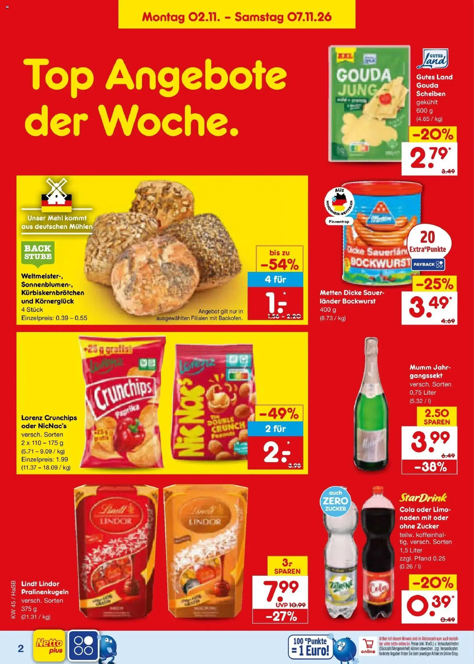 Netto Marken-Discount Prospekt Unna – gültig ab 02.11.2026 | Seite: 2 | Produkte: Top, Cola, Paprika, Zucker