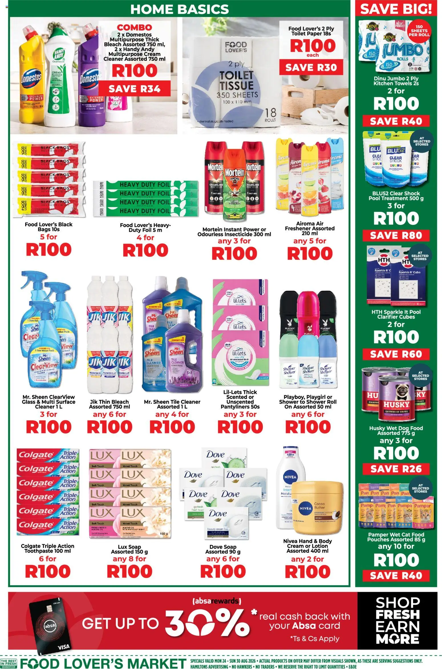New Food Lover's Market catalogue – valid from 24/08/2026 | Page: 15 | Products: Towels, Shower, Cream, Dog food