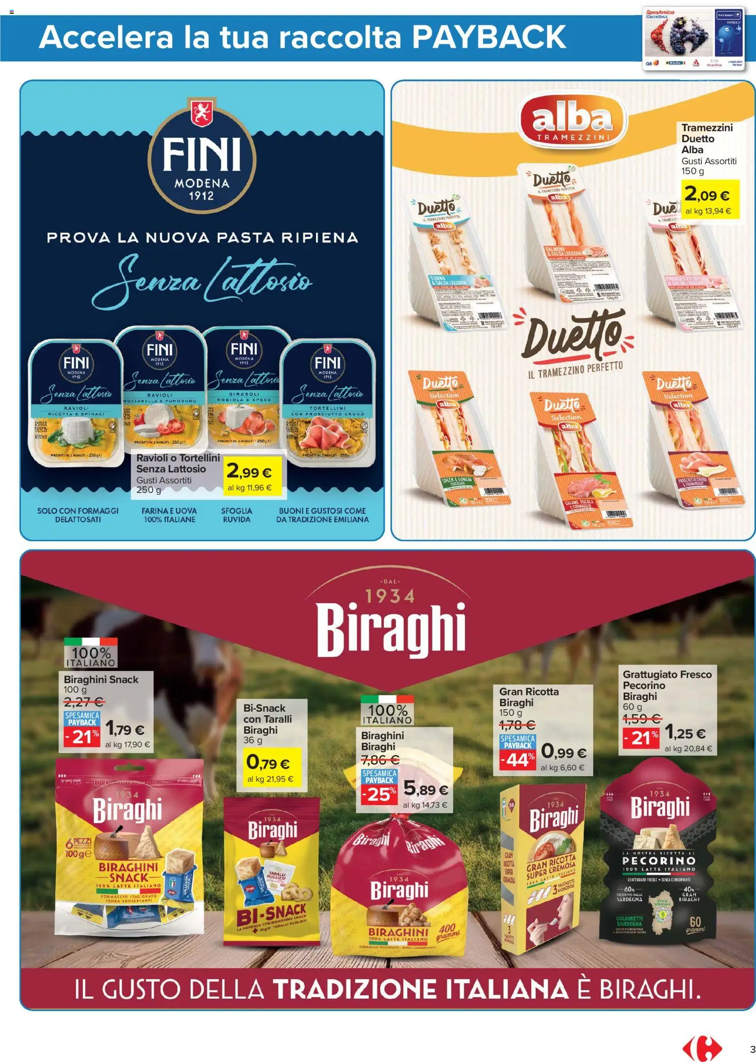 Volantino Carrefour del 13/07/2026 | Pagina: 3 | Prodotti: Mozzarella, Spinaci, Ricotta, Vaschette