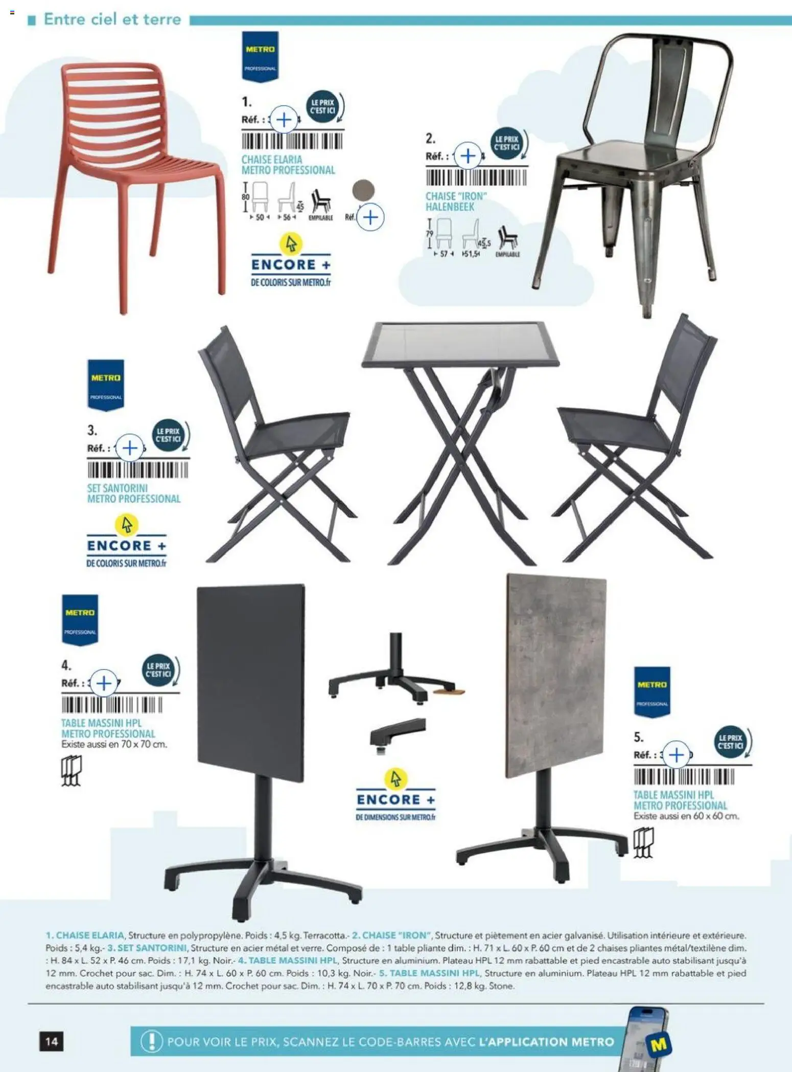 {H1} | Page: 14 | Produits: Poids, Table, Chaise, Table pliante