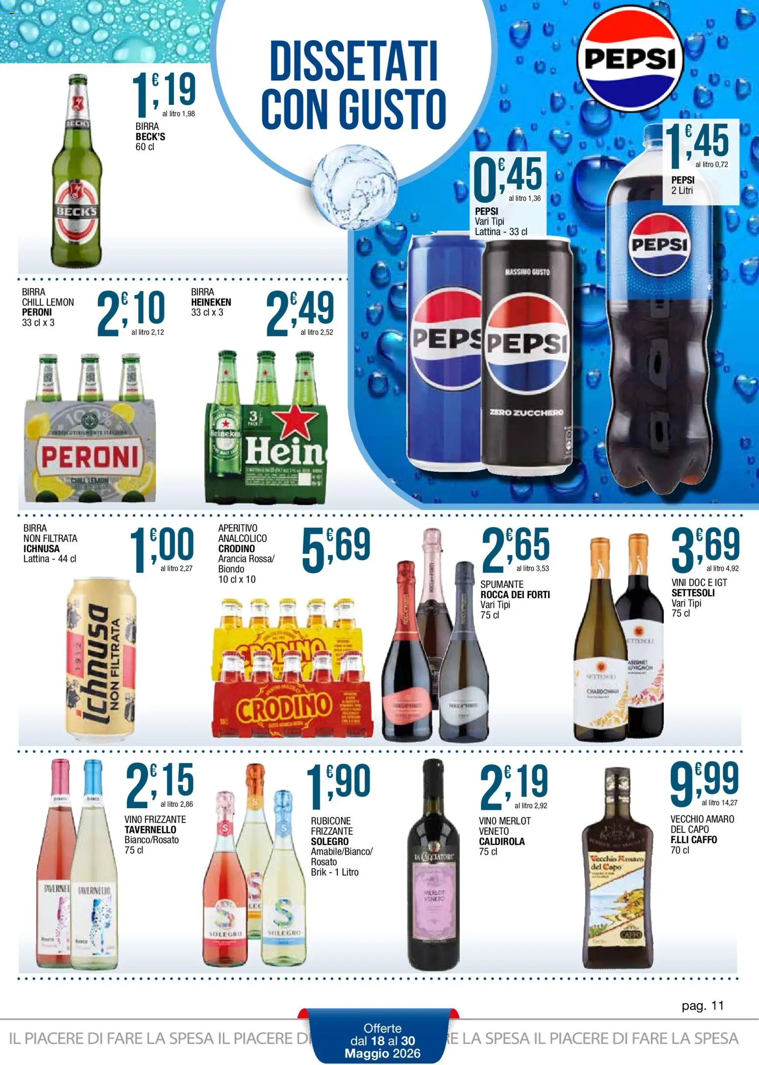 Volantino Sidis del 18.05.2026 | Pagina: 11 | Prodotti: Birra, Vino, Spumante, Pepsi