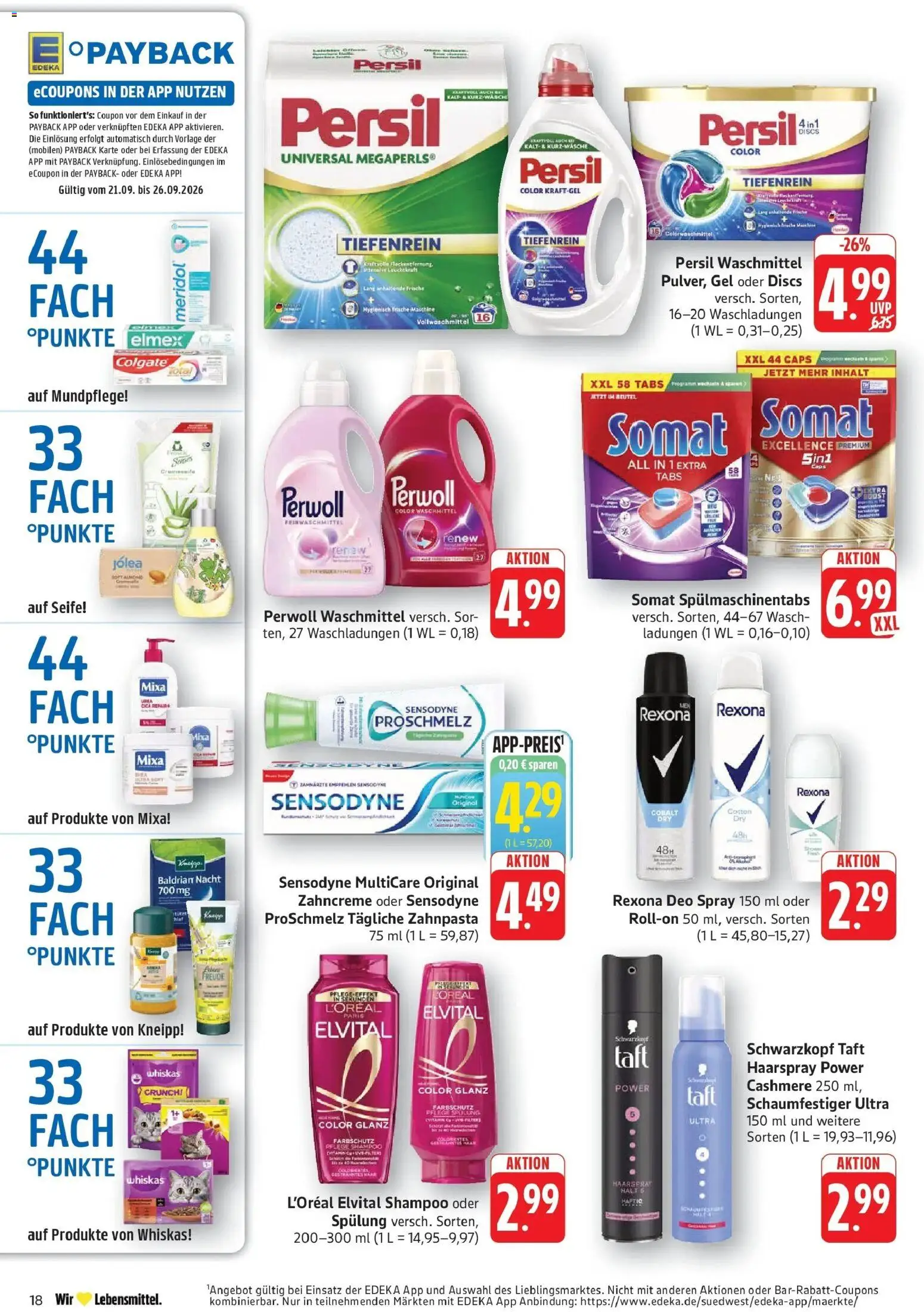 Edeka Prospekt Geislingen (ab 21.09.2026) » Angebote Online | Seite: 18 | Produkte: Perwoll, Spülmaschinentabs, Persil, Whiskas