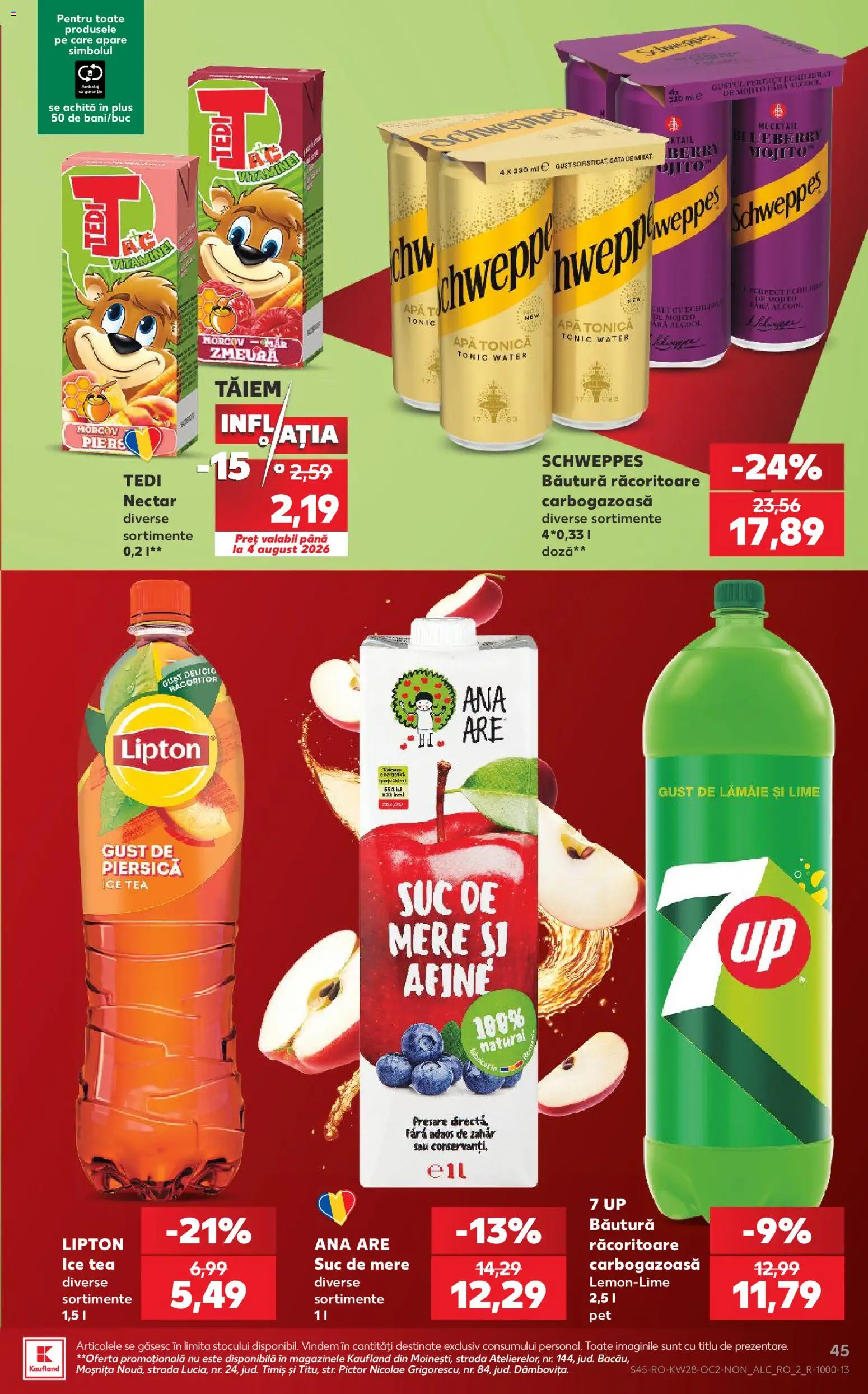 Noul catalog Kaufland – valabil de la 08.07.2026 | Pagină: 45 | Produse: Lime, Afine, Ice tea, Zahăr