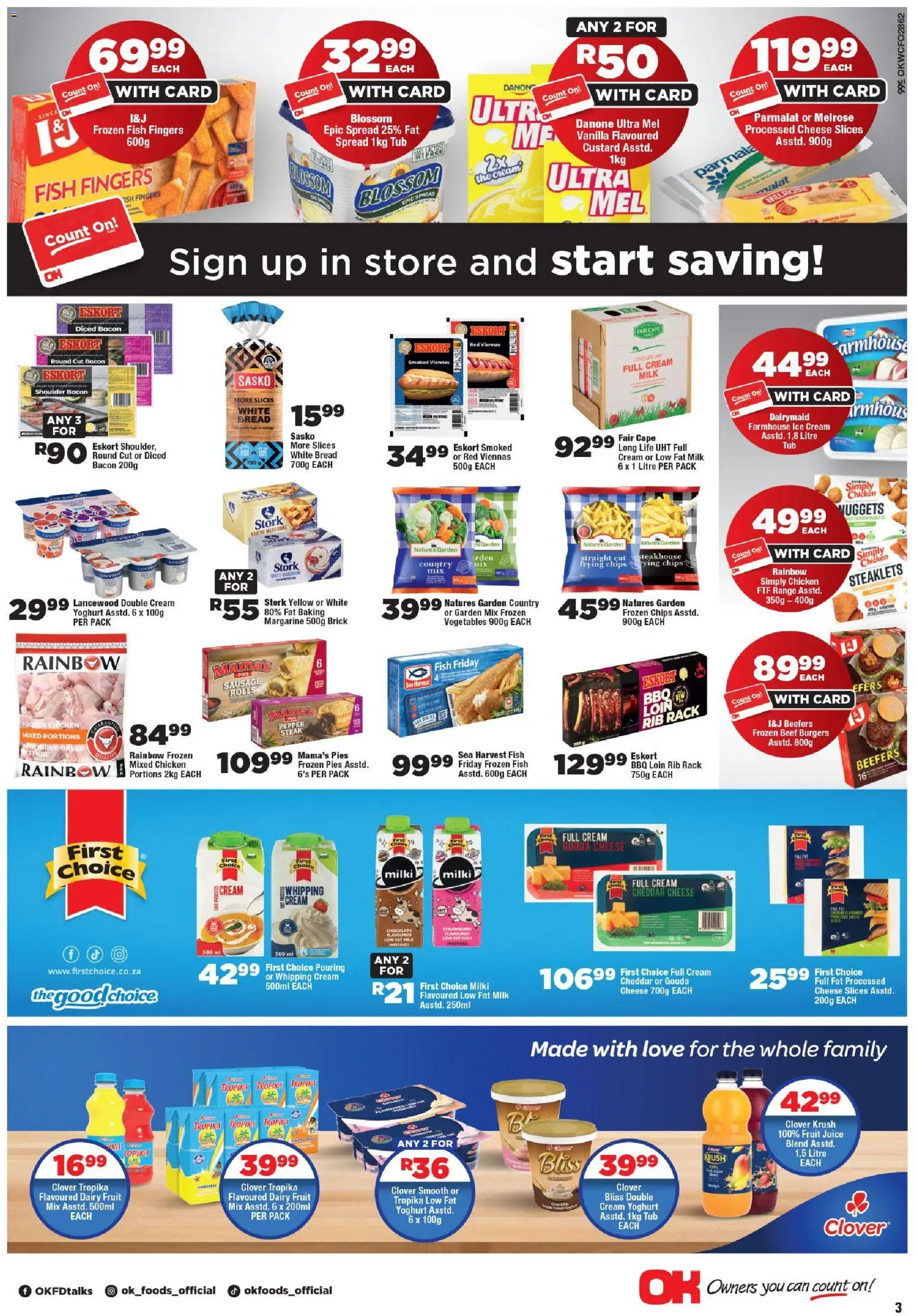 New OK Foods catalogue – valid from 24/06/2026 | Page: 3 | Products: Chocolate, Fish, Pineapple, Cream