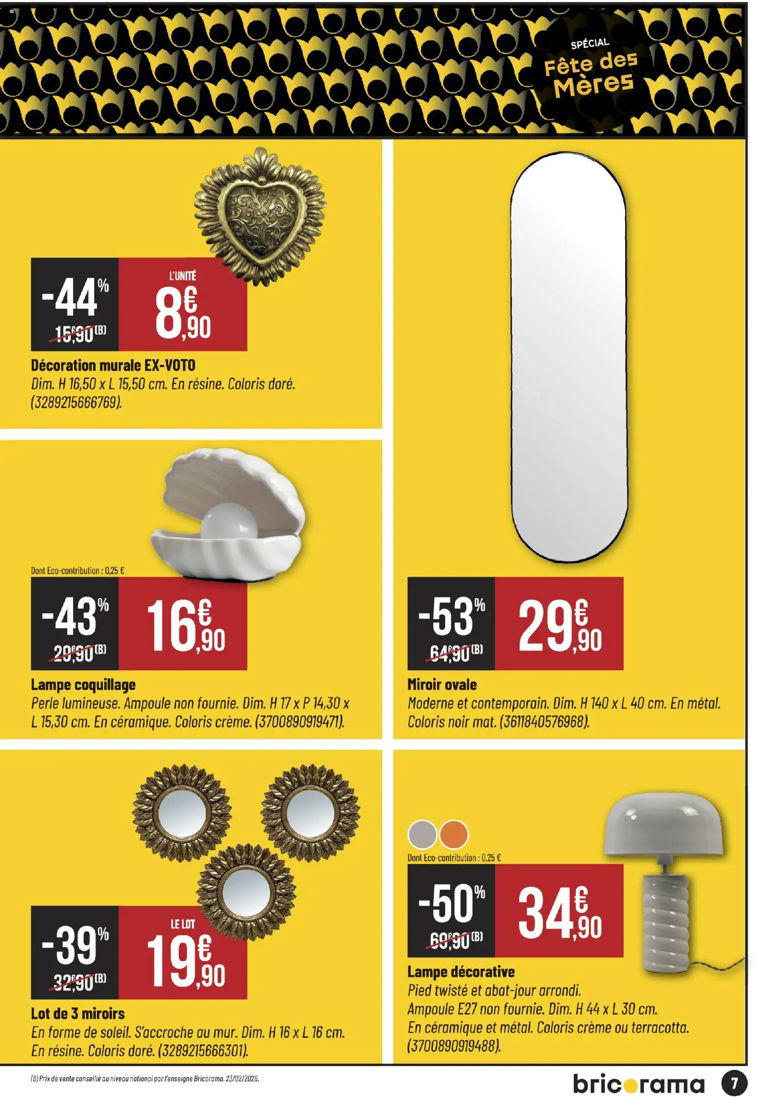 {H1} | Page: 7 | Produits: Miroir, Lampe, Crème