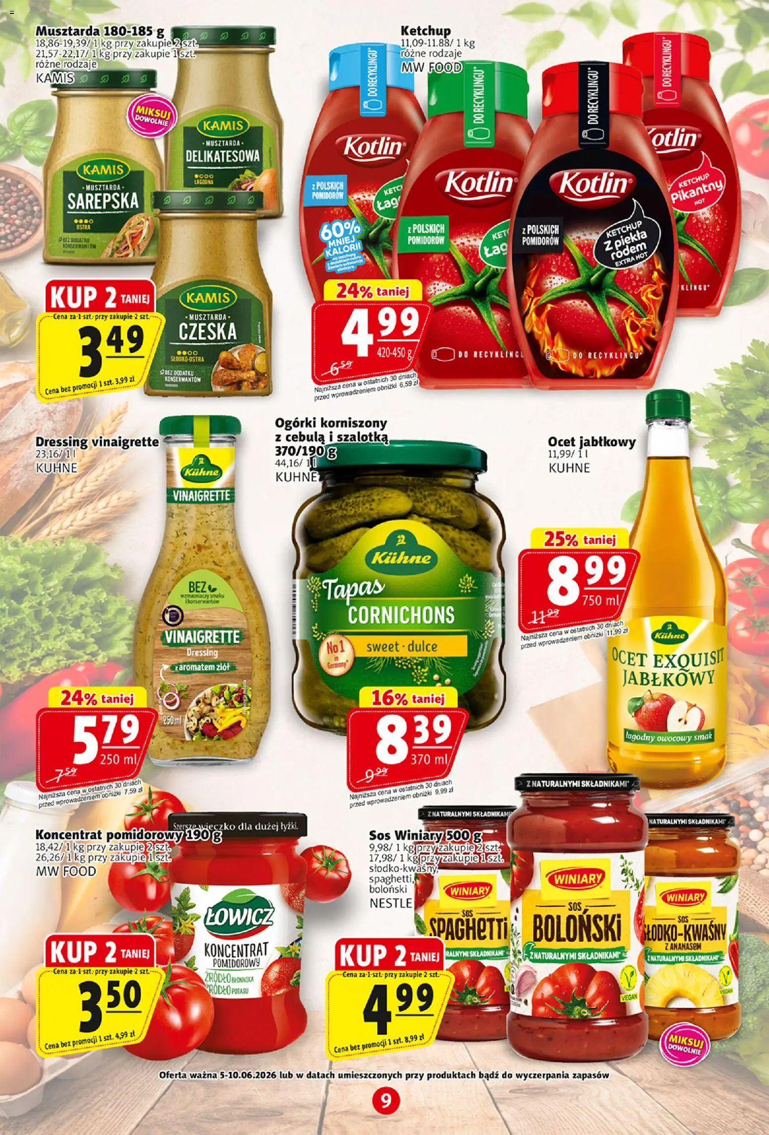Prim Market gazetka od 05.06.2026 | Strona: 9 | Produkty: Ocet, Ketchup, Ocet jabłkowy, Musztarda