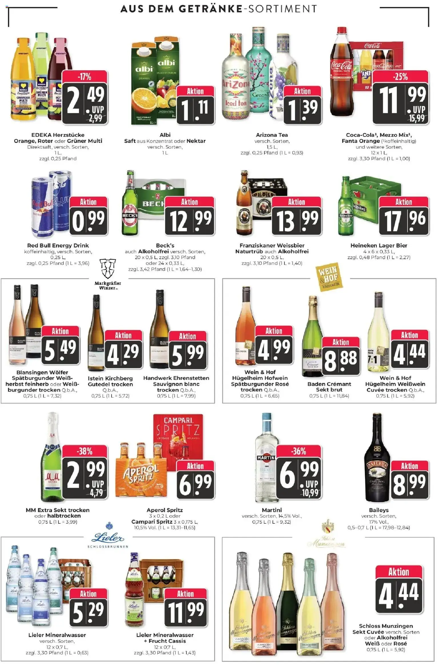 Edeka Prospekt Schliengen (ab 10.08.2026) » Angebote Online | Seite: 14 | Produkte: Red bull, Fanta, Mineralwasser, Wein
