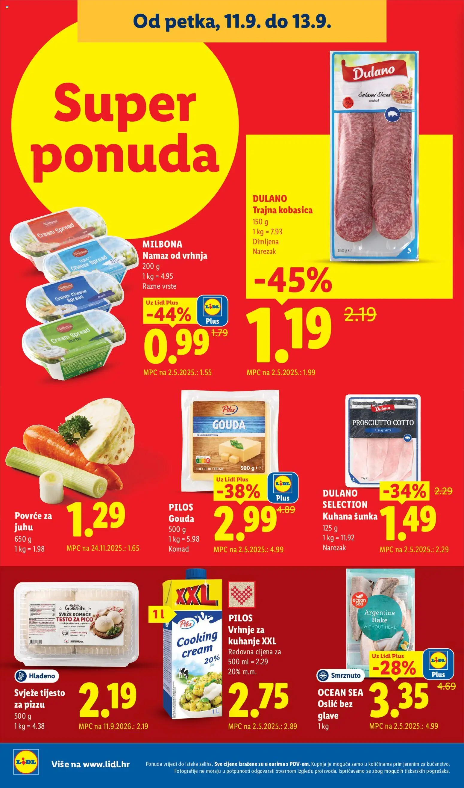 Lidl katalog | vrijedi od 07.09.2026 | Stranica: 72 | Proizvodi: Šunka, Narezak, Povrće, Namaz