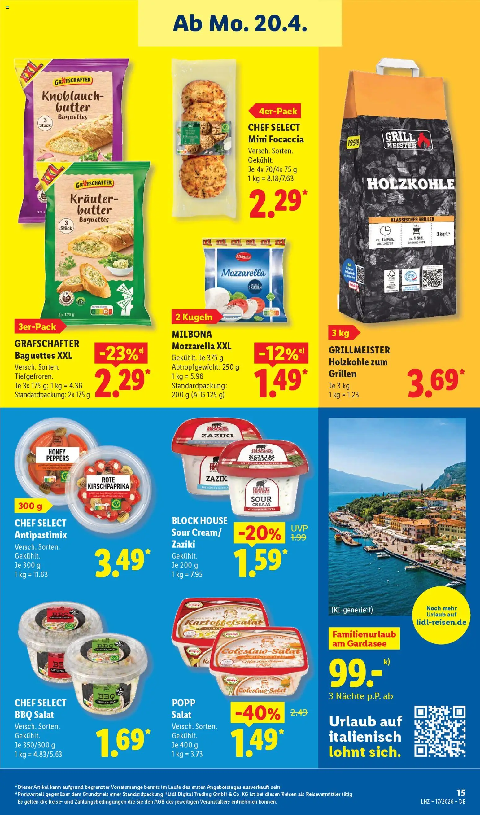 Lidl Německo leták od 20.04.2026 | Strana: 27 | Produkty: Salát, Milbona, Focaccia, Mozzarella