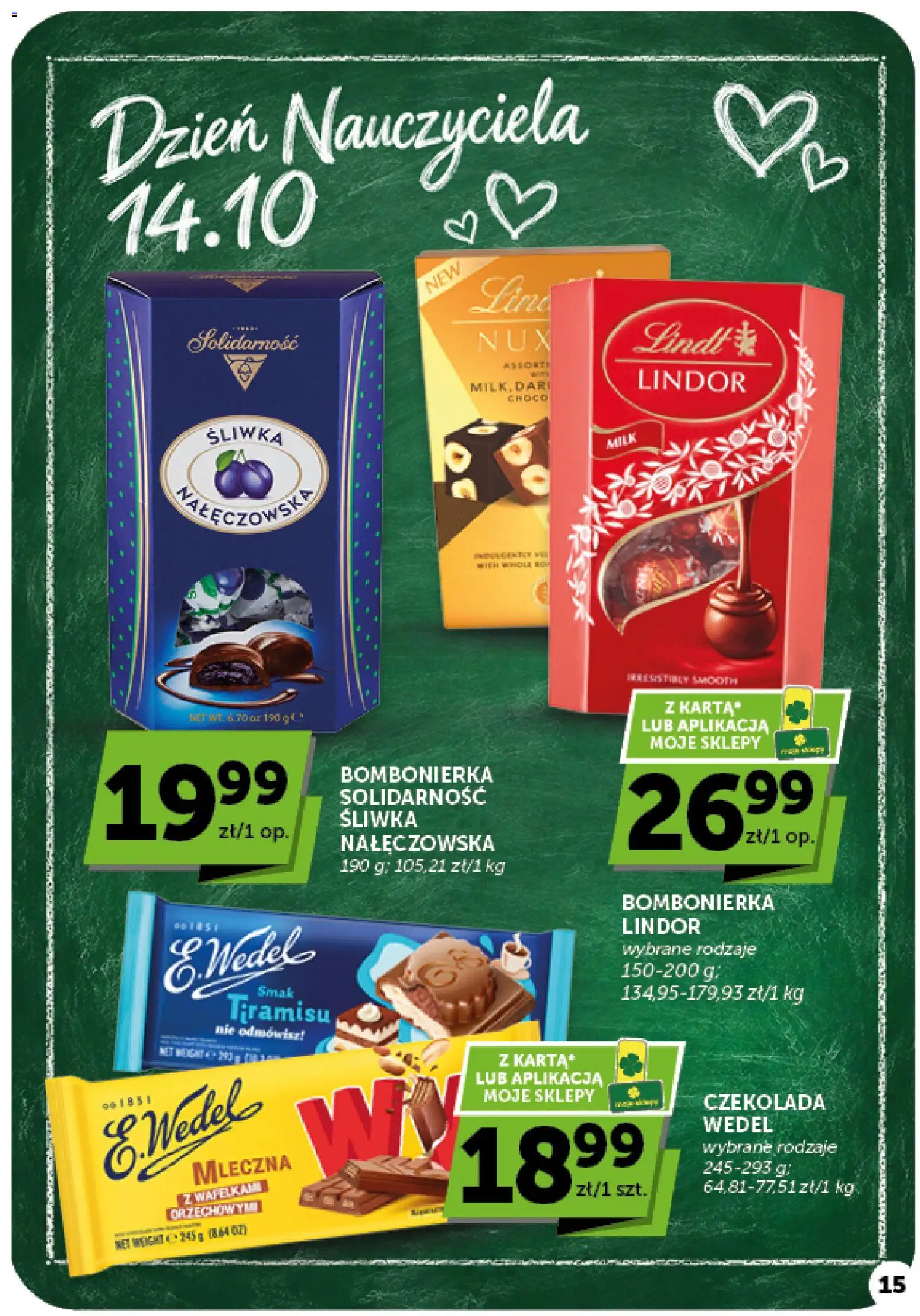 Euro Sklep gazetka od 08.10.2026 | Strona: 15 | Produkty: Lindt, Śliwka nałęczowska, Bombonierka, Czekolada