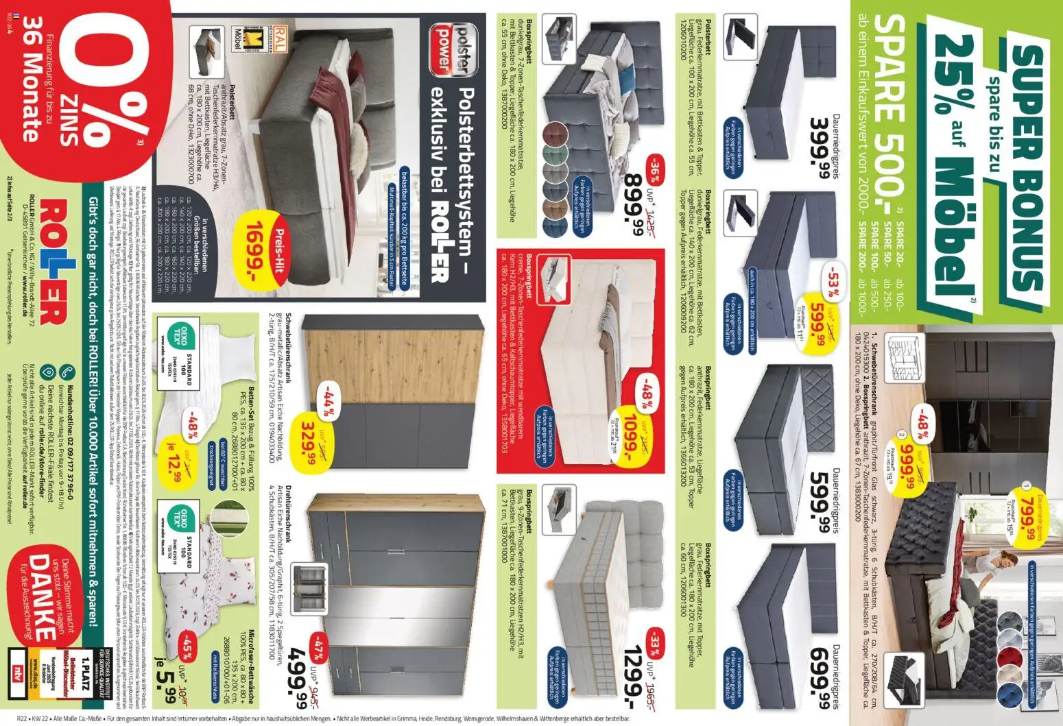 Roller Prospekt – gültig ab 24.05.2026 | Seite: 16 | Produkte: Drehtürenschrank, Polsterbett, Topper, Bettenset
