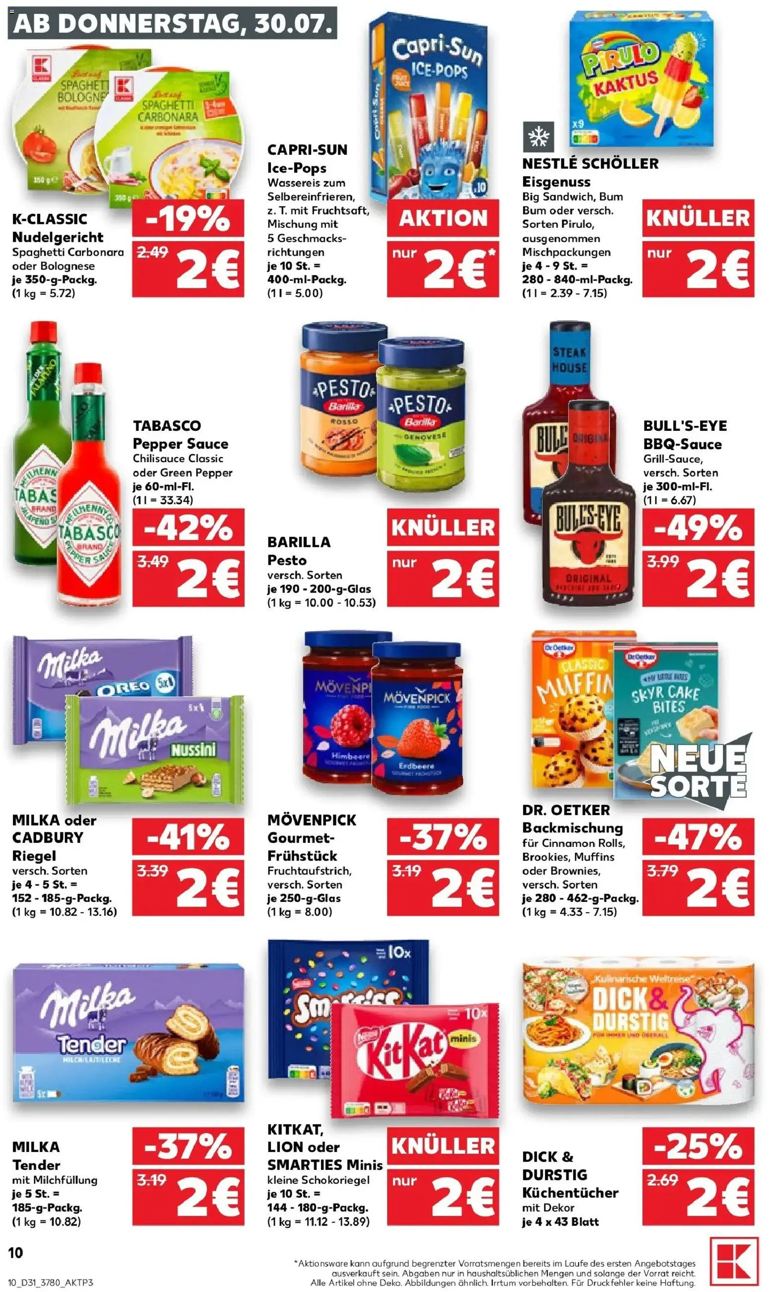 Kaufland Prospekt Eisenhüttenstadt – gültig ab 30.07.2026 | Seite: 10 | Produkte: Barilla, Milka, Skyr, Himbeere
