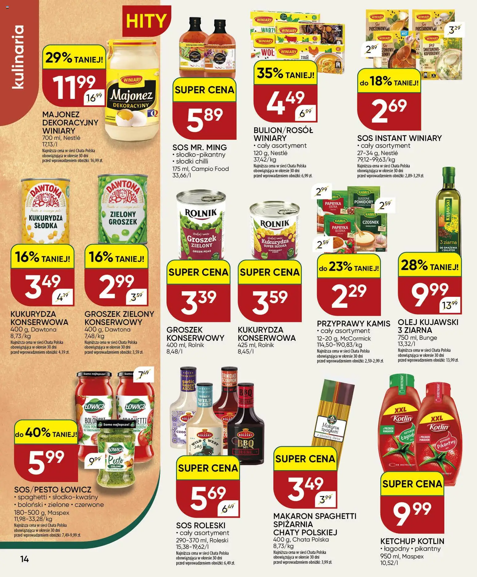 Chata Polska gazetka od 24.09.2026 | Strona: 14 | Produkty: Czosnek, Kukurydza, Papryka, Makaron
