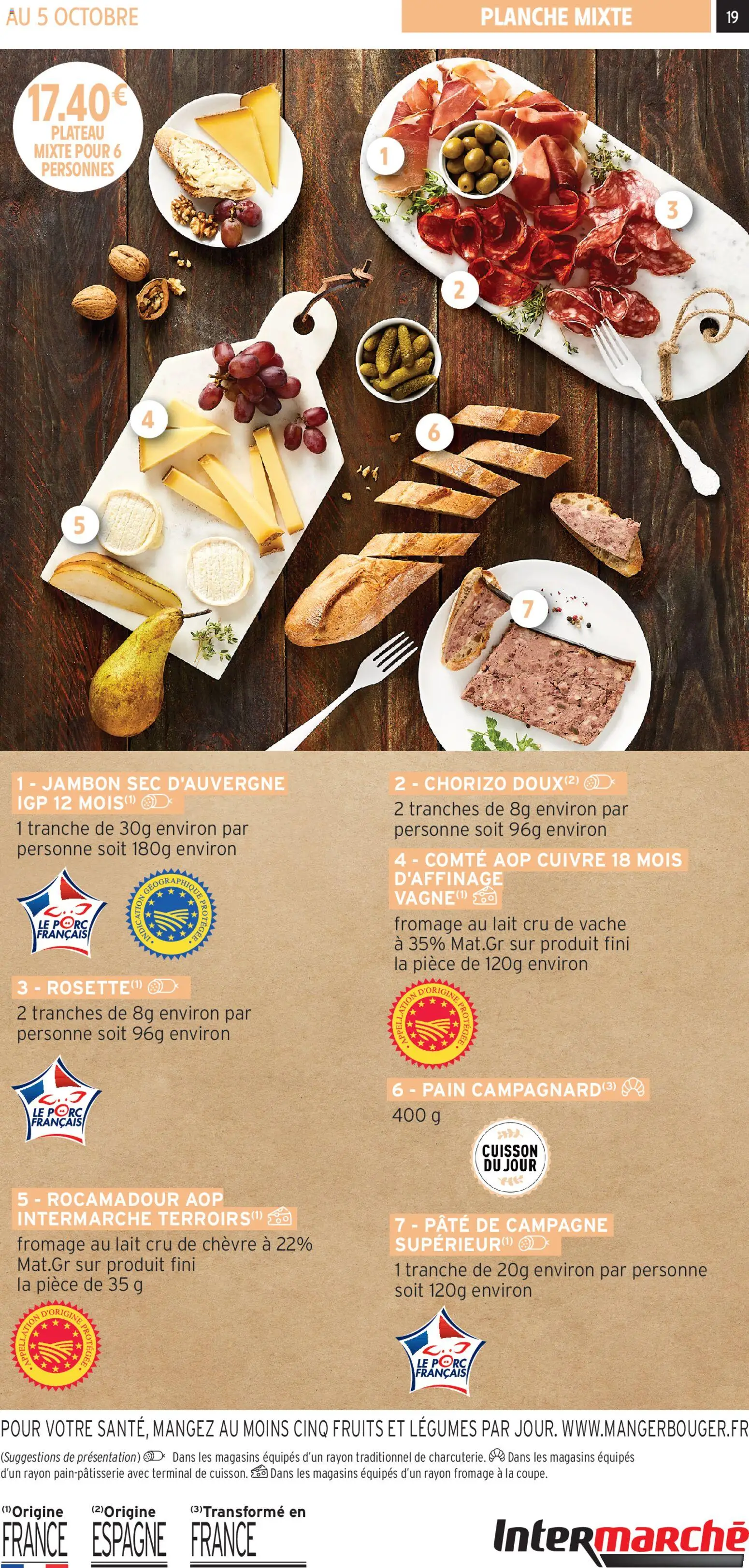 {H1} | Page: 19 | Produits: Chorizo, Plateau, Fromage, Pain