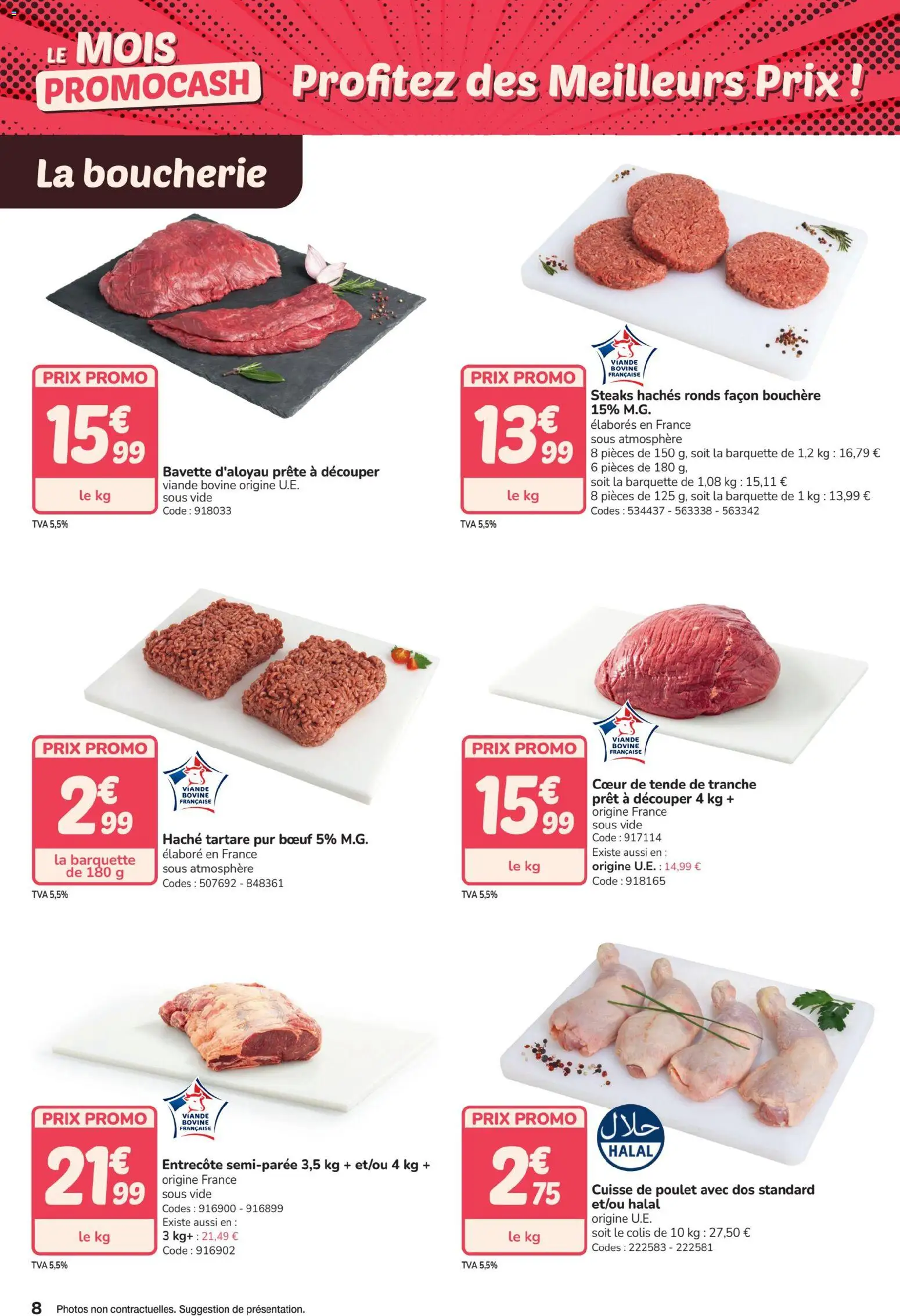 {H1} | Page: 8 | Produits: Entrecôte, Viande, Cuisse de poulet, Bavette